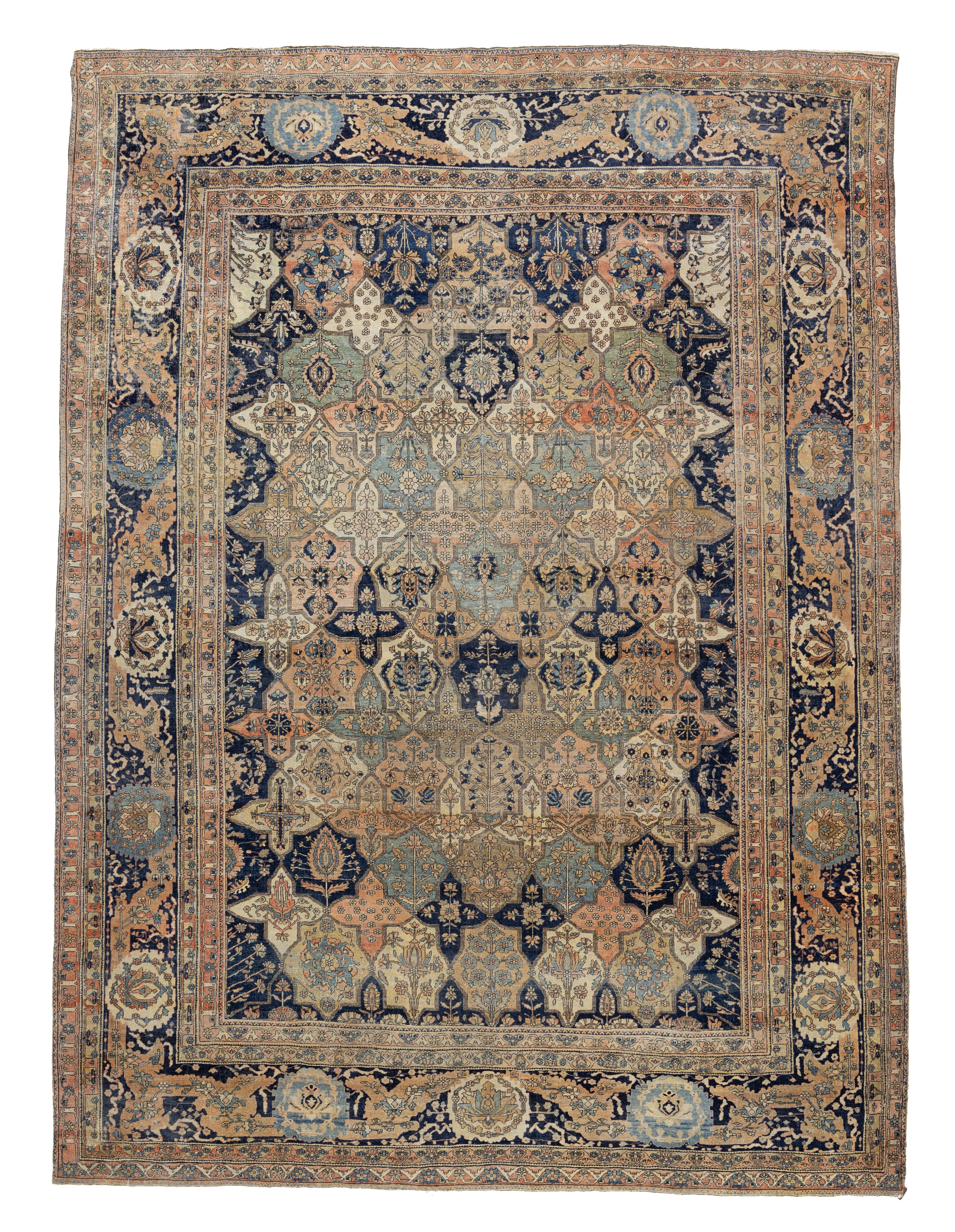 Antique Mohtasham Kashan Rug 8' 4'' x 11' 3''