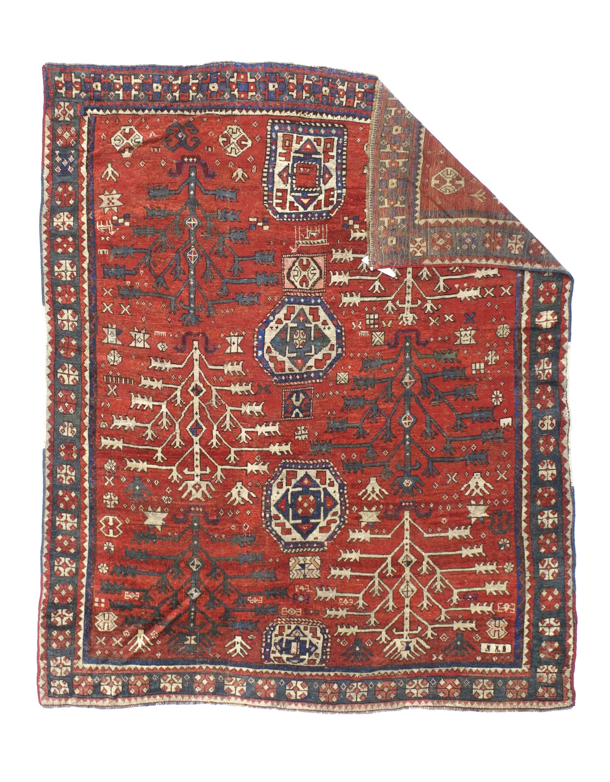 Antique Fine & Very Rare Tree Kazak Rug 5' 6'' x 6' 11''