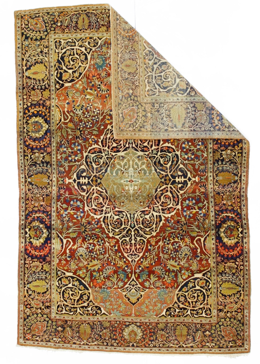 Antique Mohtasham Kashan Rug 4' 4'' x 6' 8"