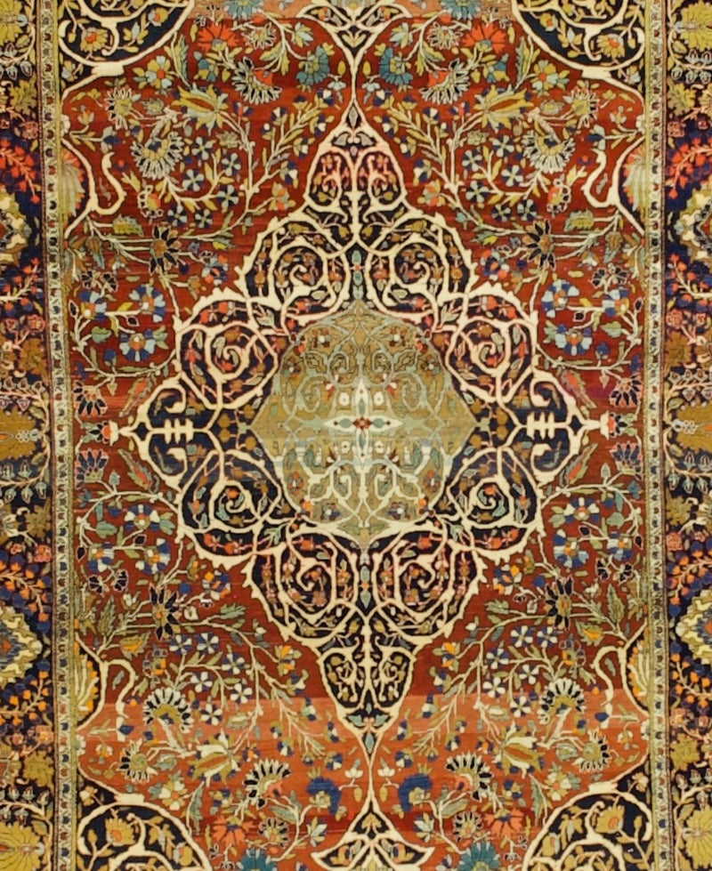 Antique Mohtasham Kashan Rug 4' 4'' x 6' 8"