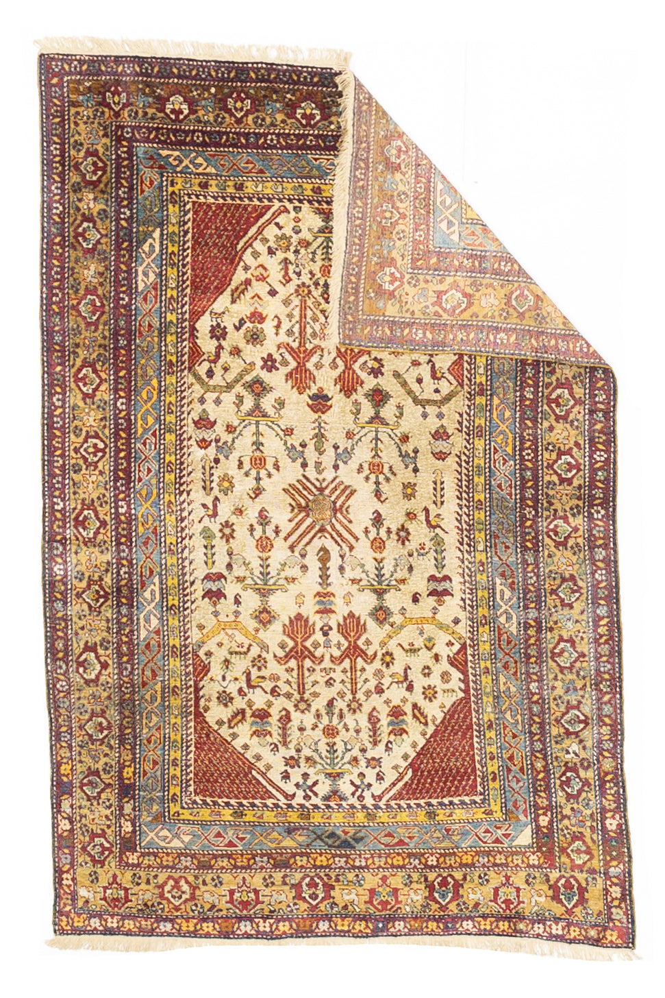 Extremely Fine and Rare Antique Caucasian Silk Shrivan Rug 3'8" x 5' 6"