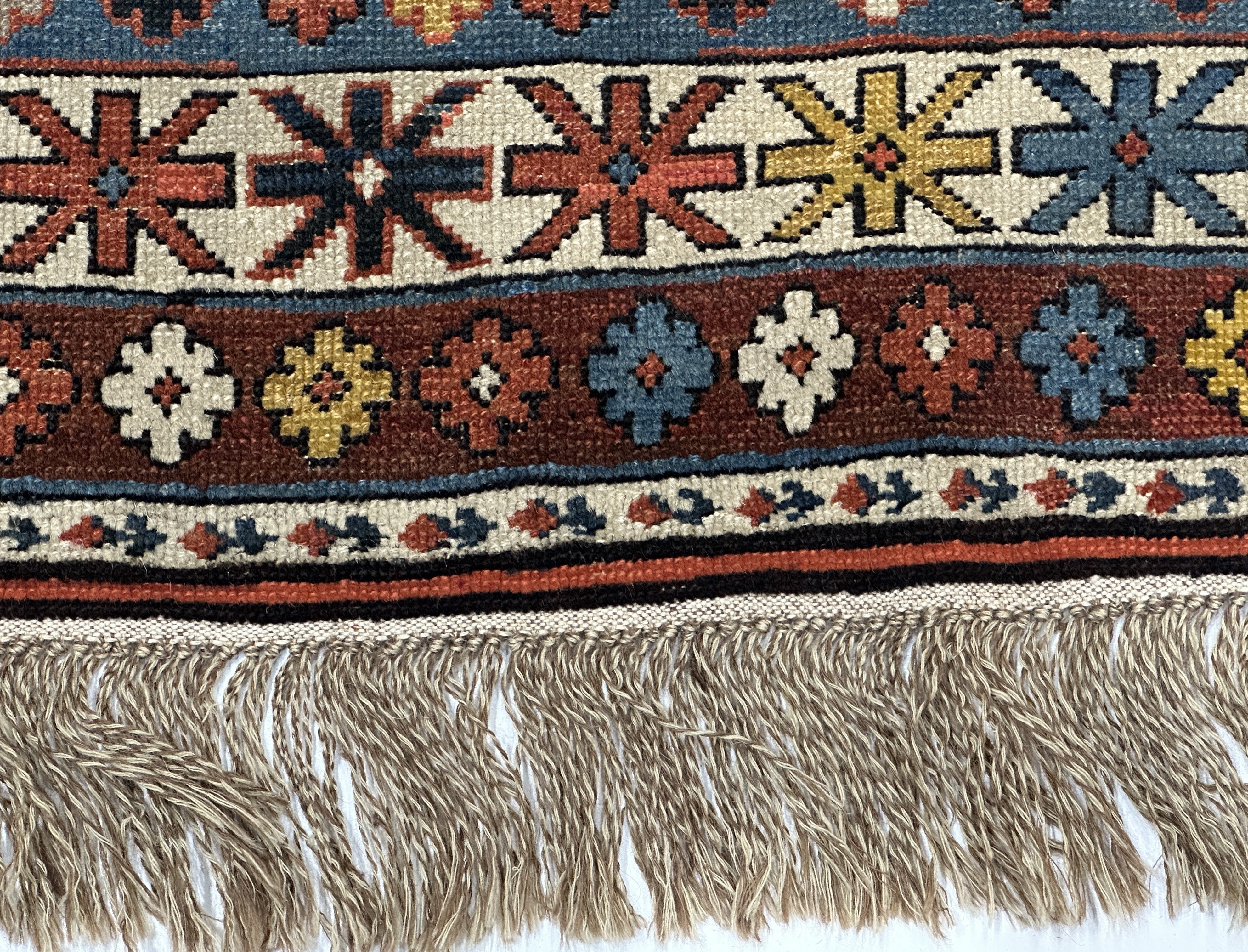 Antique Caucasian Lezgi Rug 3'10" x 4' 11"