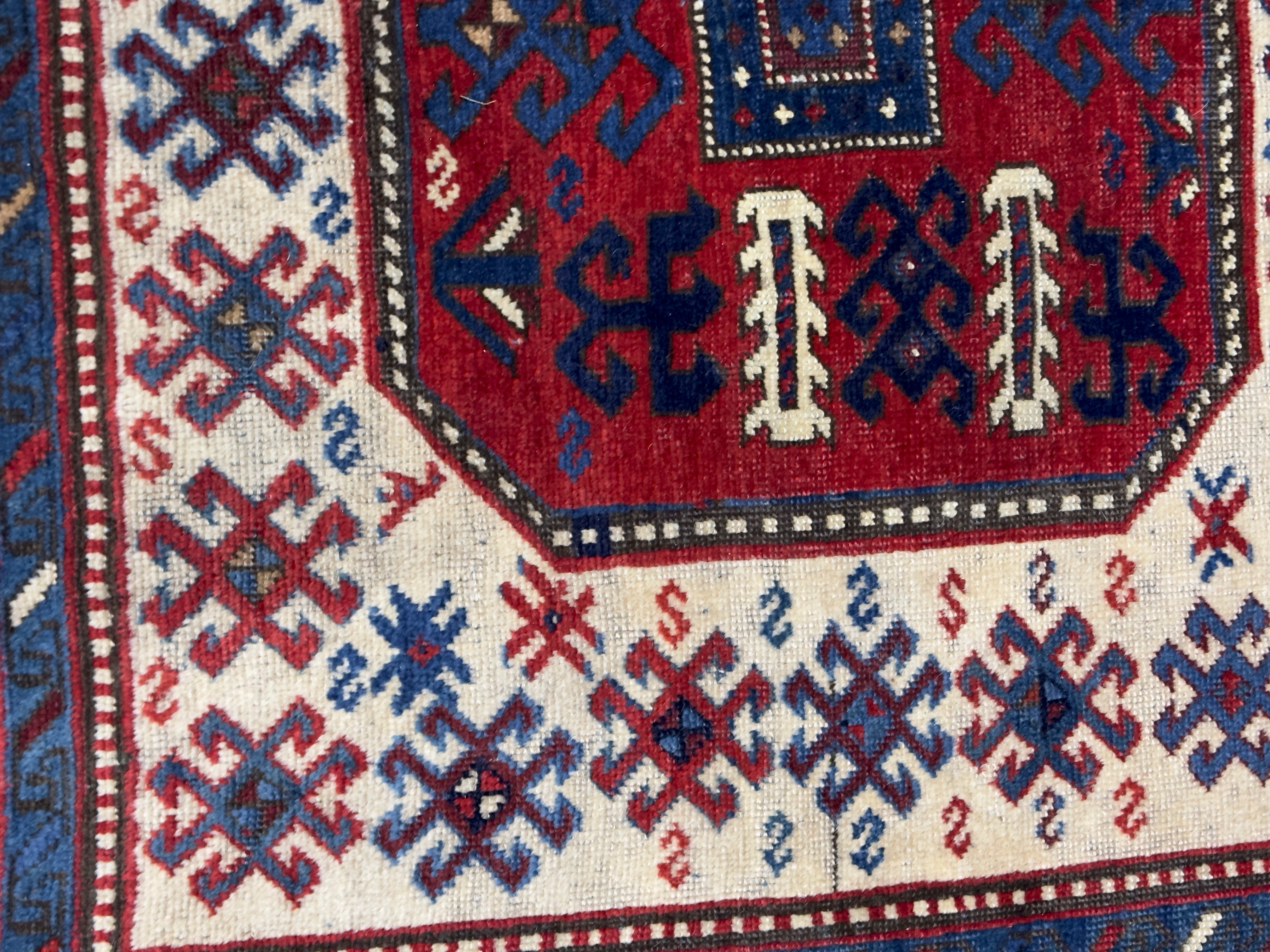 Antique Caucasian Chajli Kazak Rug 4'10" x 7' 10"