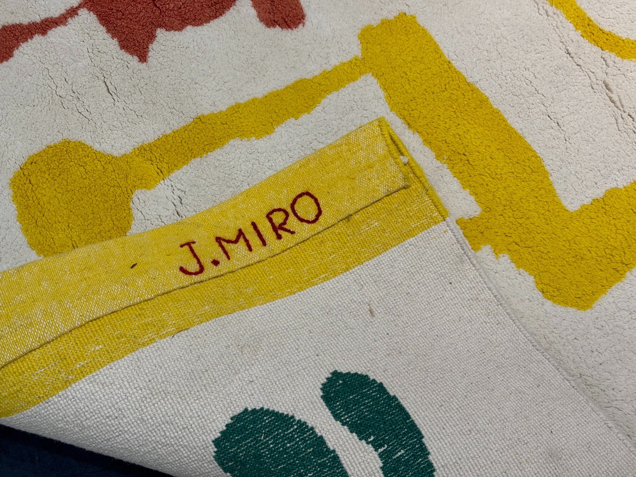 Fine Mid Century Genuine & Authentic French Wool Rug. Signed and designed by Jean Miro 4' 10'' x 6' 6''