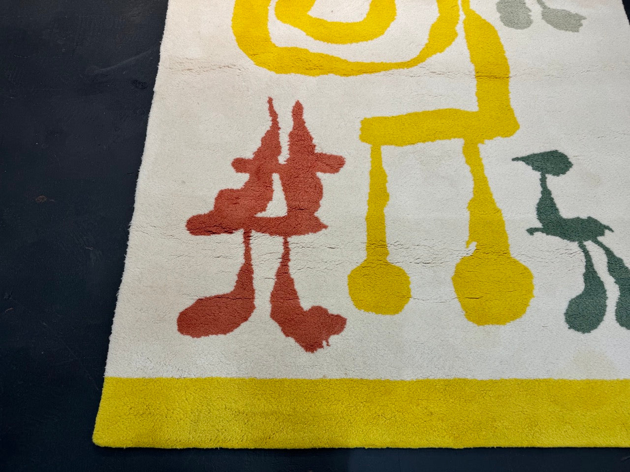 Fine Mid Century Genuine & Authentic French Wool Rug. Signed and designed by Jean Miro 4' 10'' x 6' 6''