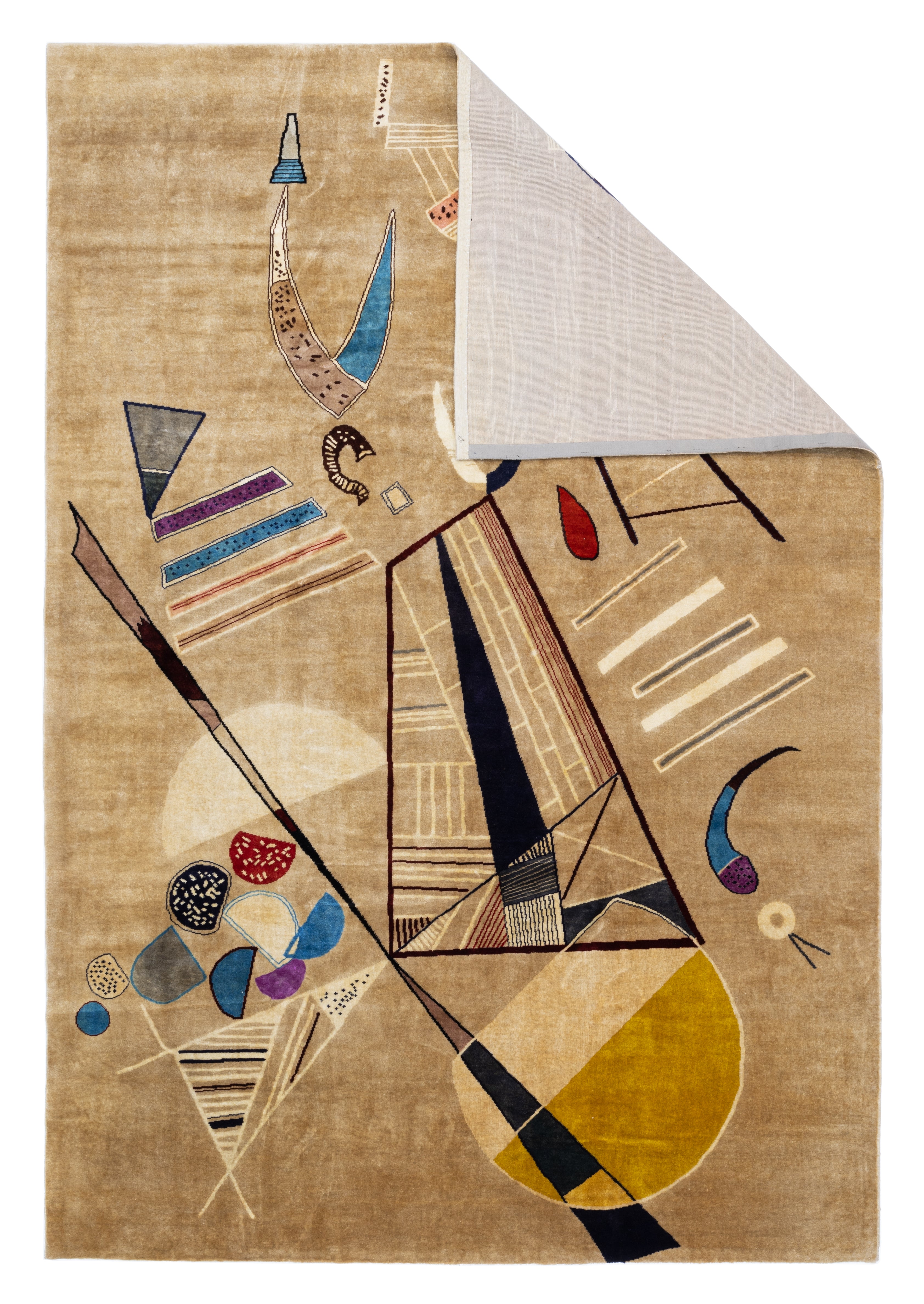 French Mid Century Artistic Wool Rug Design after Kandinsky 6' 7" x 9' 11"