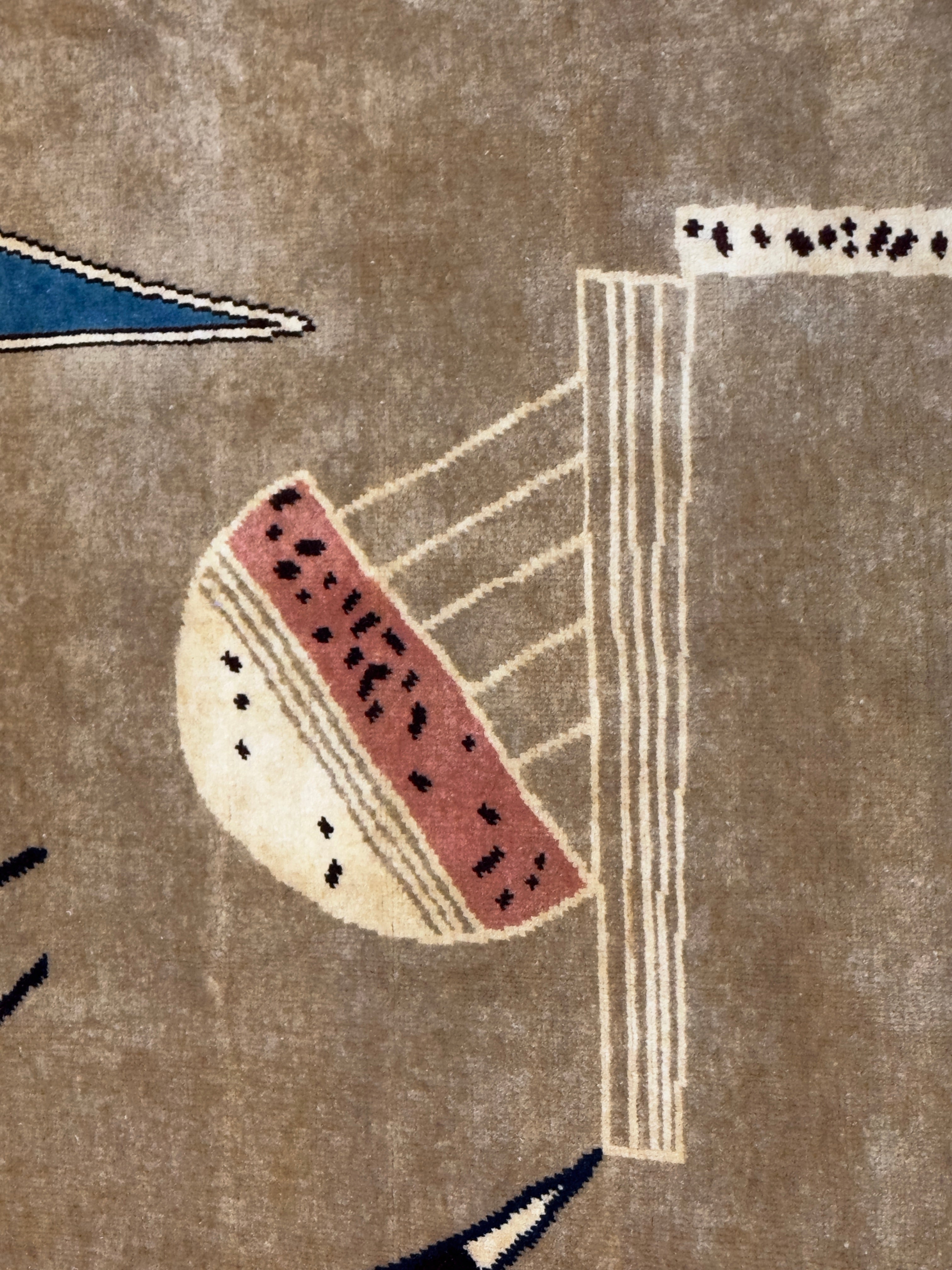 French Mid Century Artistic Wool Rug Design after Kandinsky 6' 7" x 9' 11"