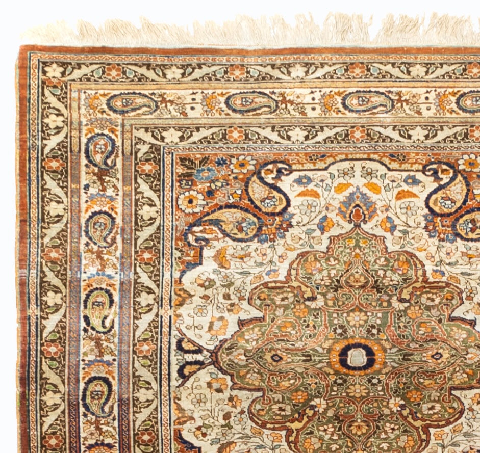 Extremely Fine and Rare Antique Silk Heriz Rug 3'11" x 5' 10"