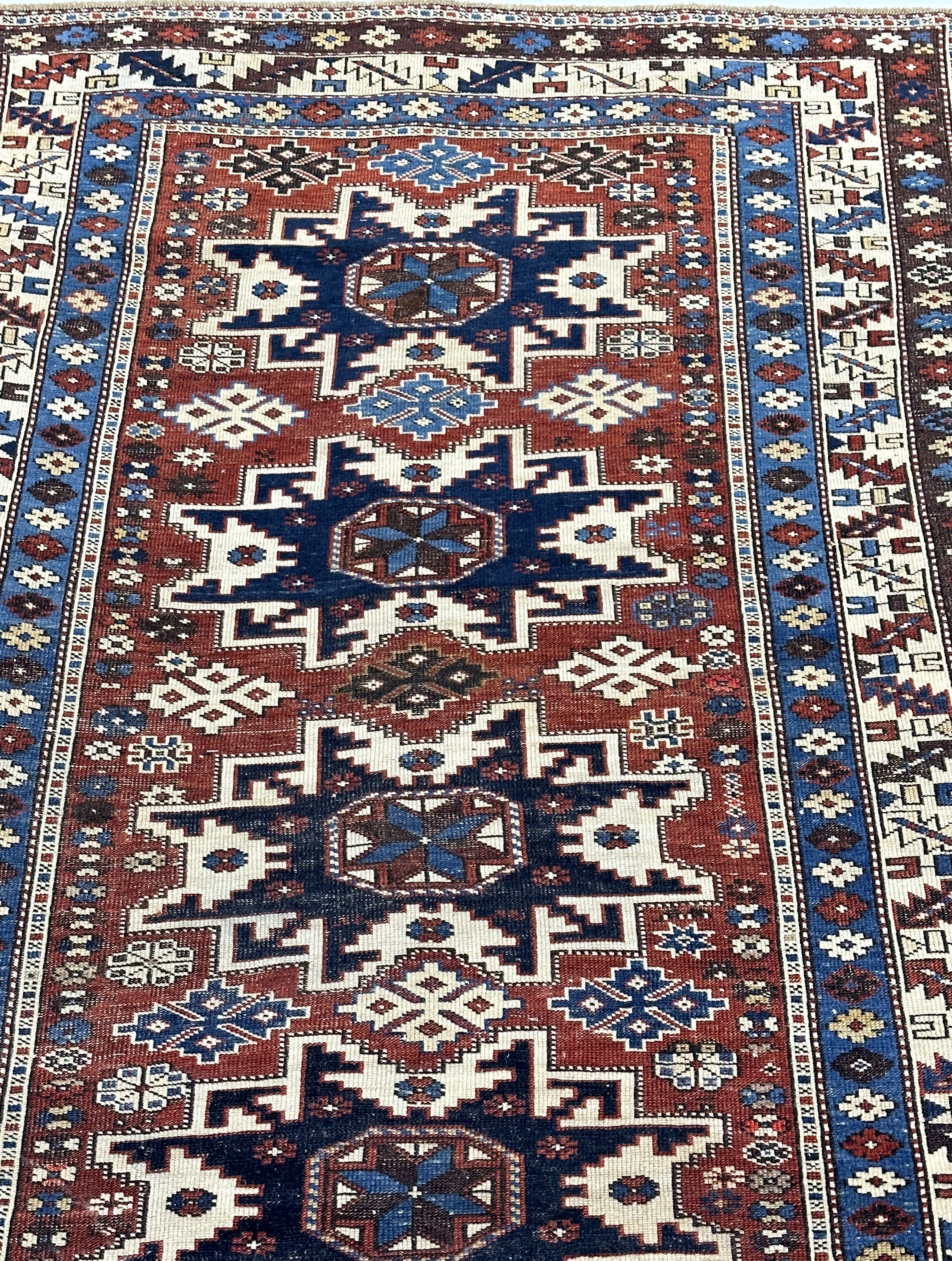 Antique Caucasian Lezgi Rug 3'7" x 5' 2"