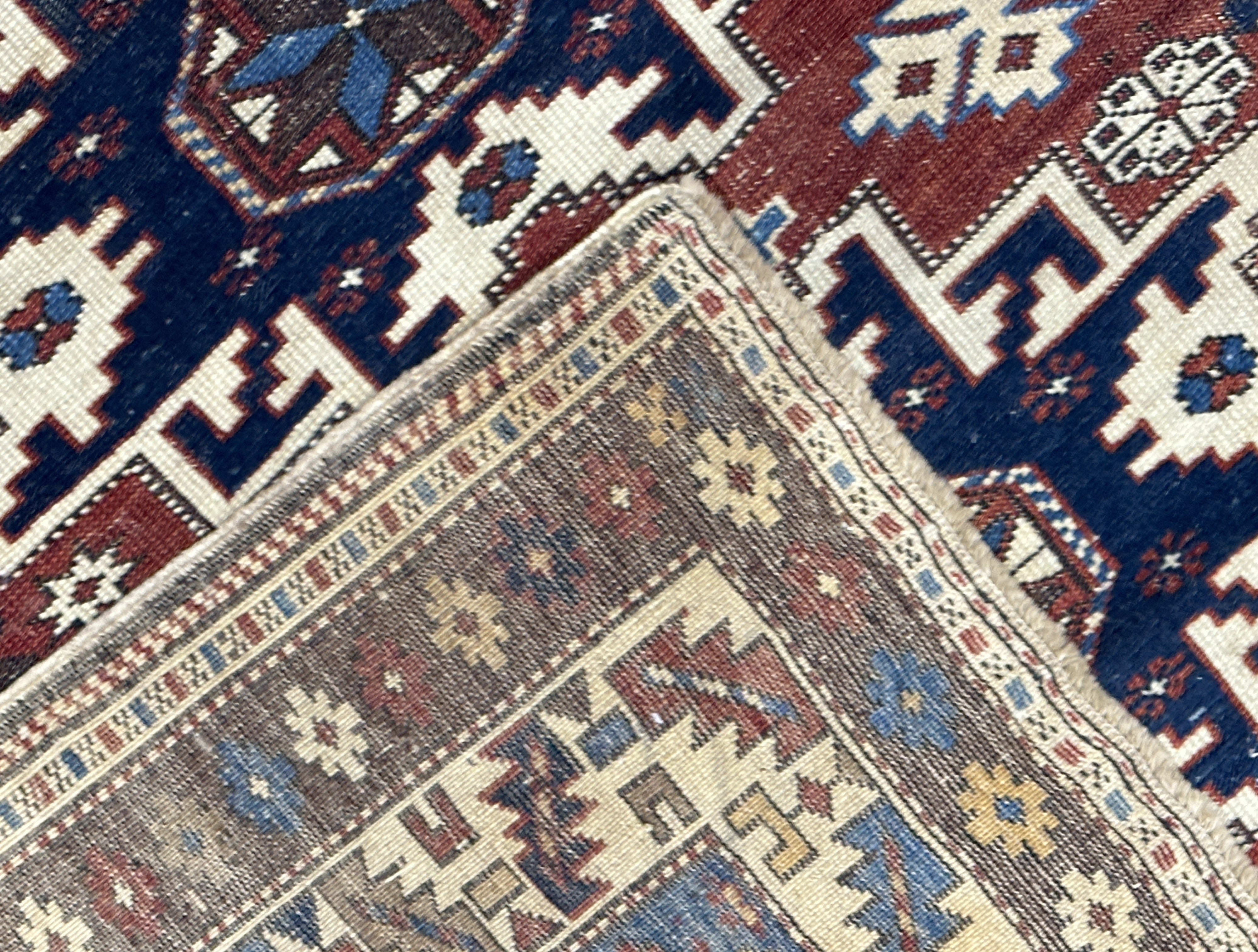 Antique Caucasian Lezgi Rug 3'7" x 5' 2"