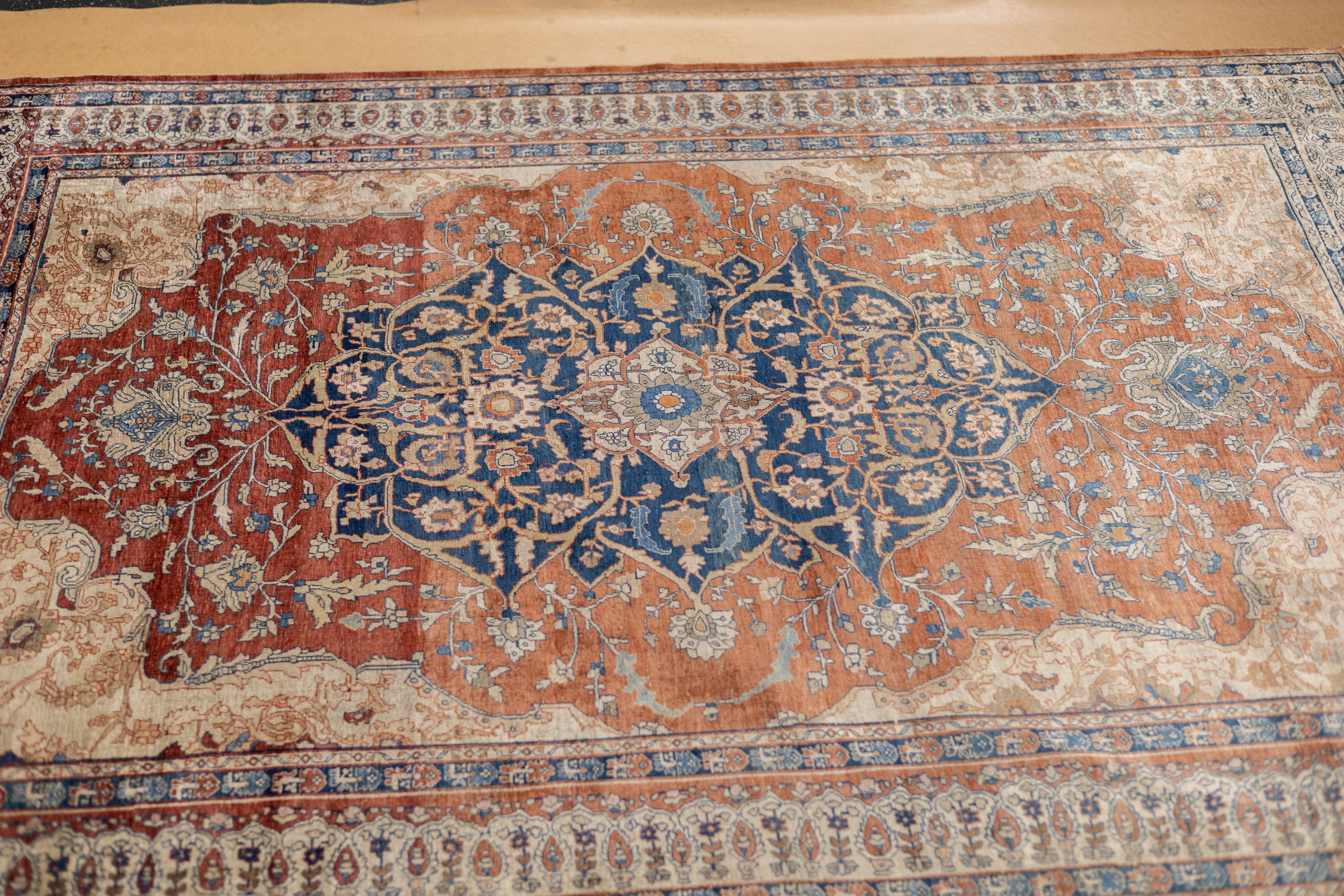 Antique Silk Fine and Rare Heriz Rug 4'7" x 6' 6"