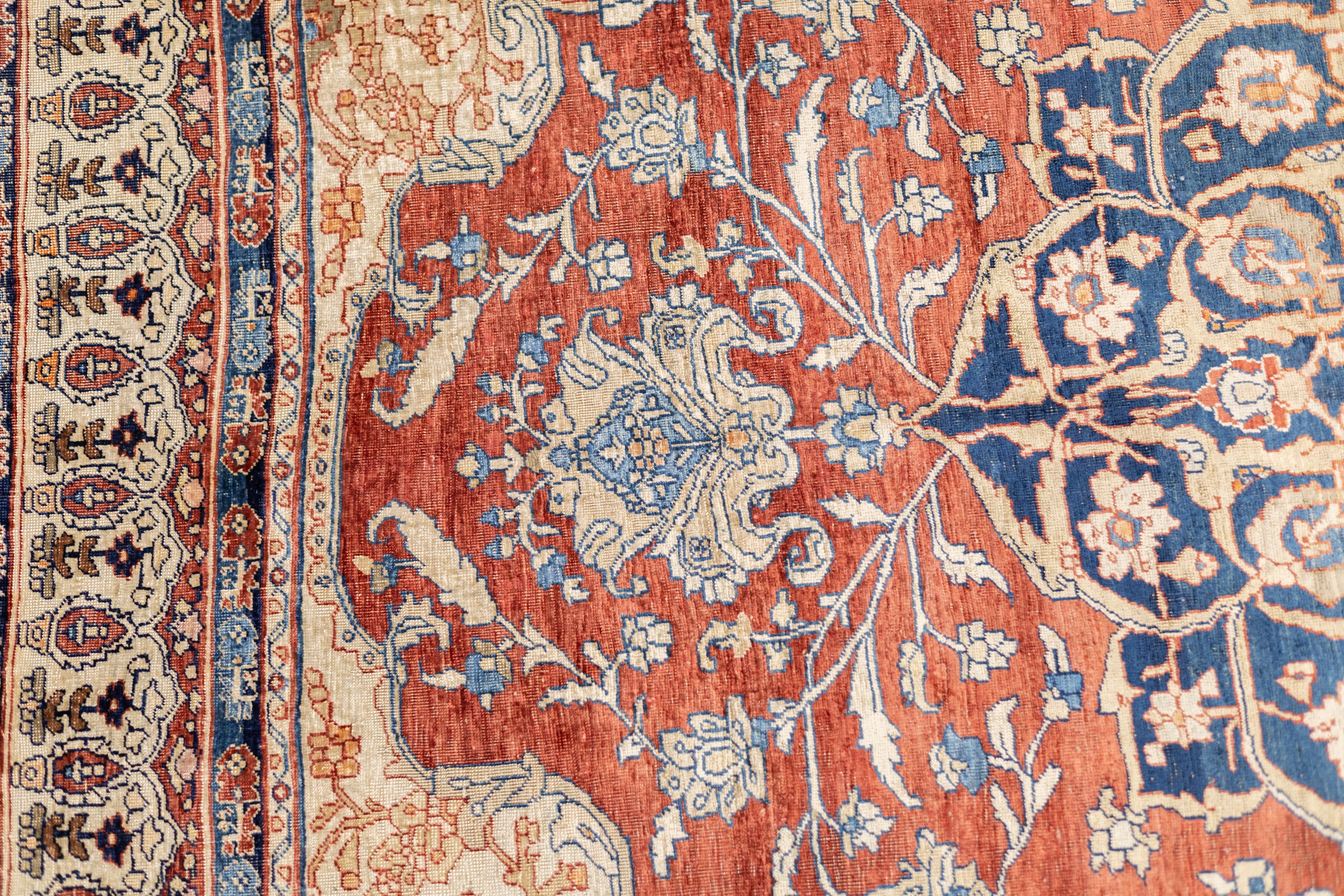 Antique Silk Fine and Rare Heriz Rug 4'7" x 6' 6"