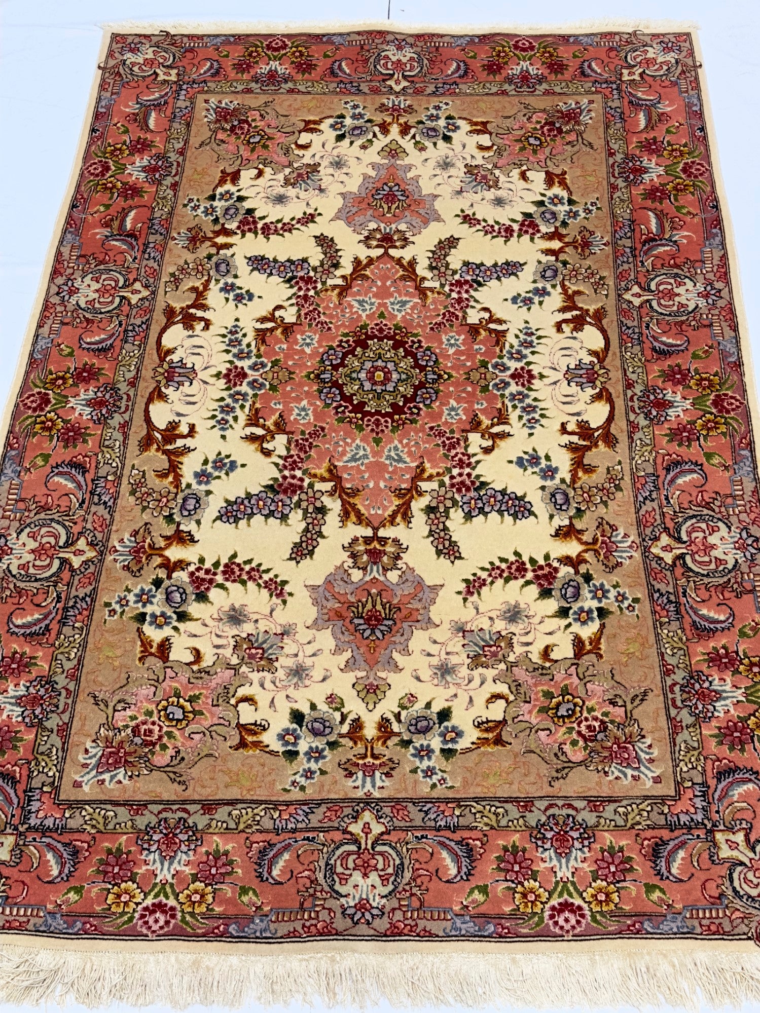 Extremely Fine Vintage Tabriz Wool and Silk Rug 3'4" x 5' 2''