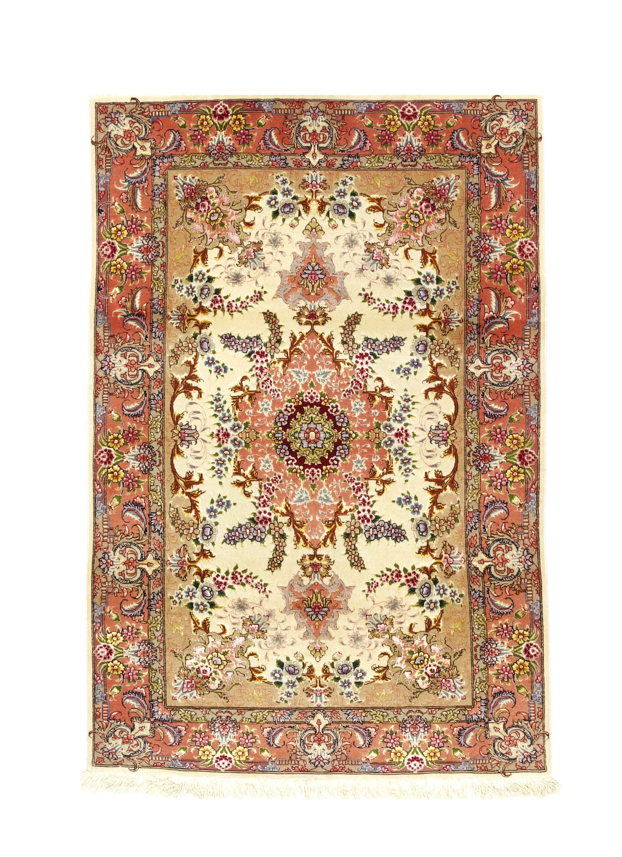 Extremely Fine Vintage Tabriz Wool and Silk Rug 3'4" x 5' 2''