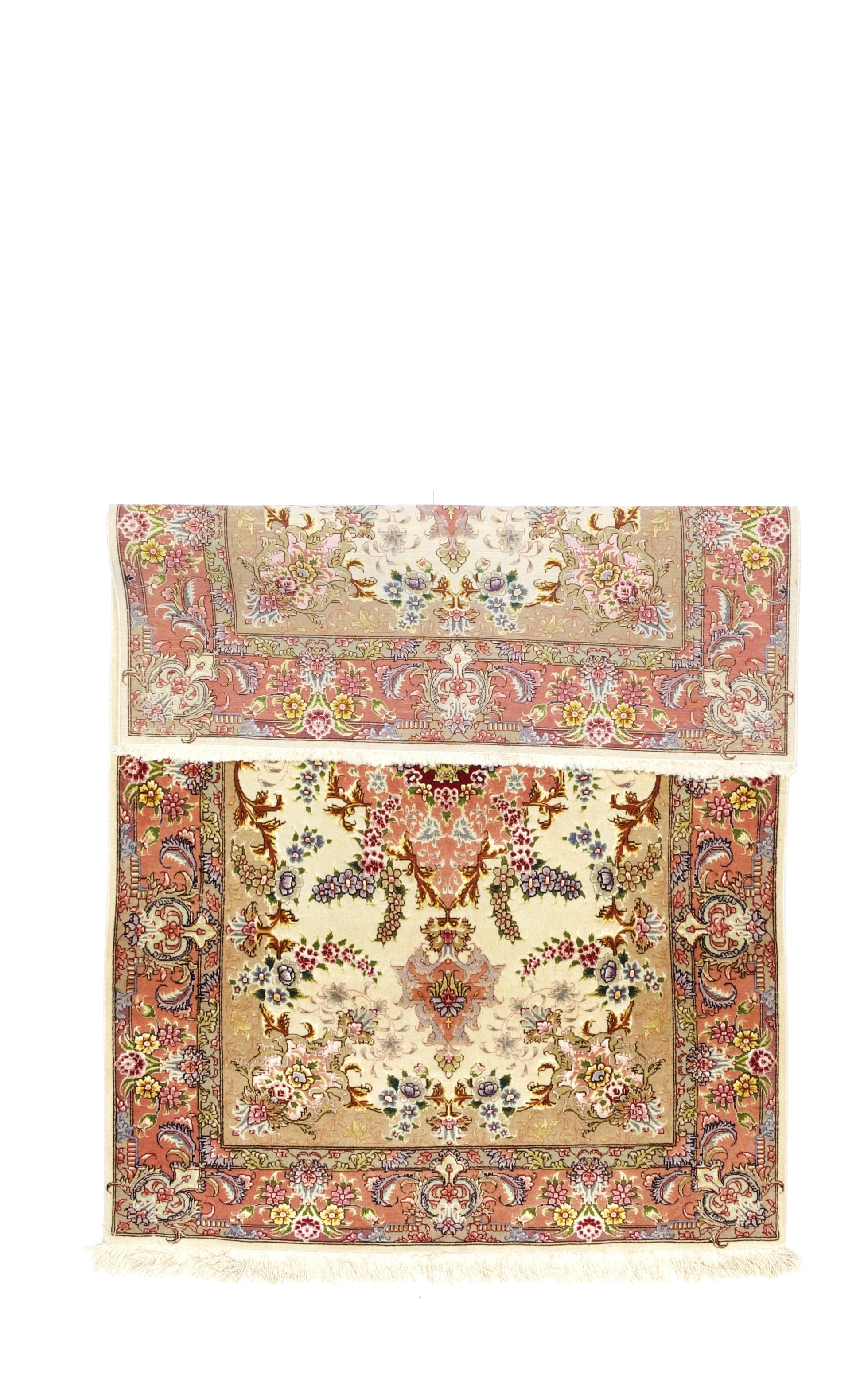 Extremely Fine Vintage Tabriz Wool and Silk Rug 3'4" x 5' 2''