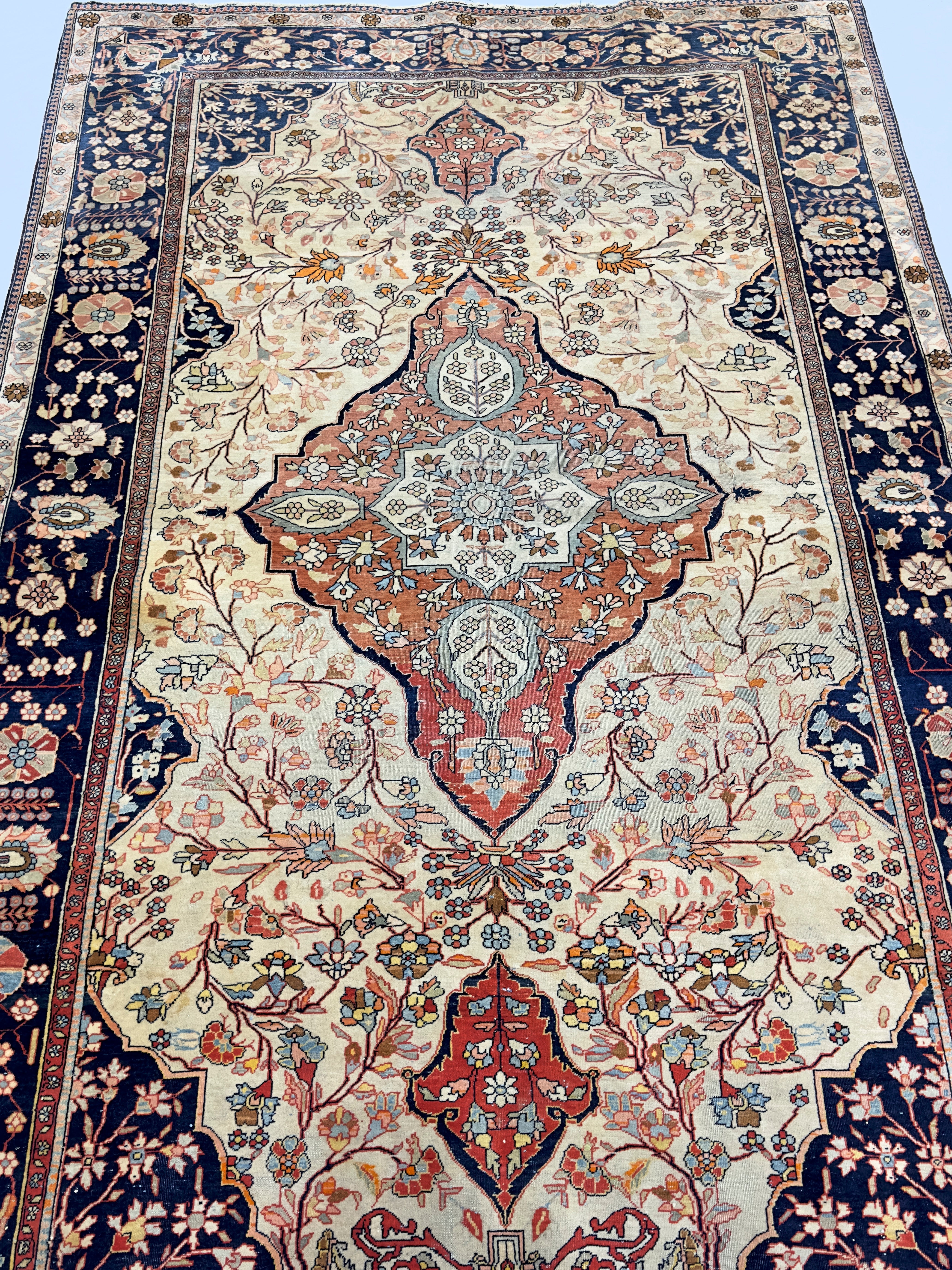 Antique Mohtasham Kashan Rug 4' 4'' x 6' 10"
