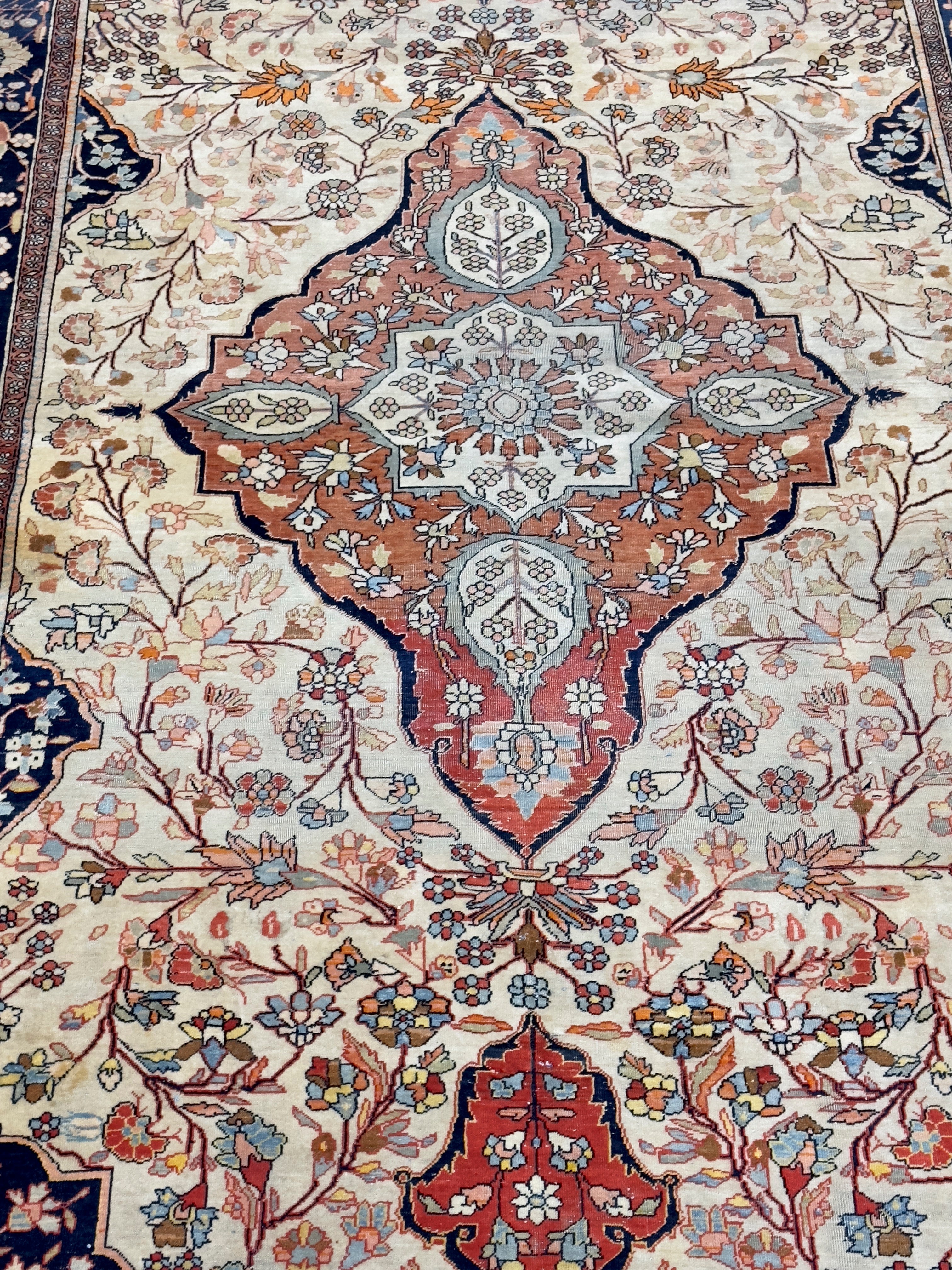 Antique Mohtasham Kashan Rug 4' 4'' x 6' 10"
