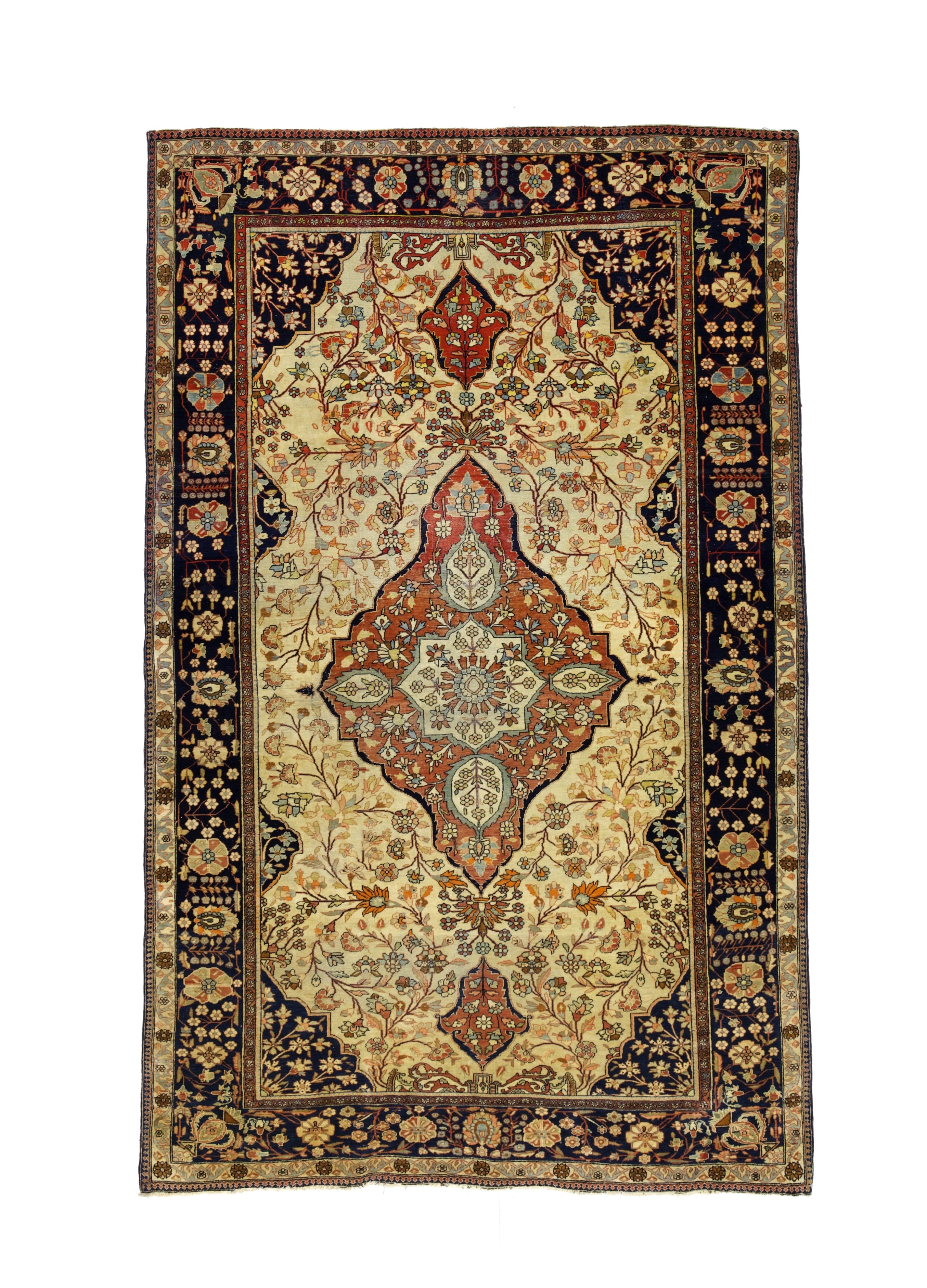 Antique Mohtasham Kashan Rug 4' 4'' x 6' 10"