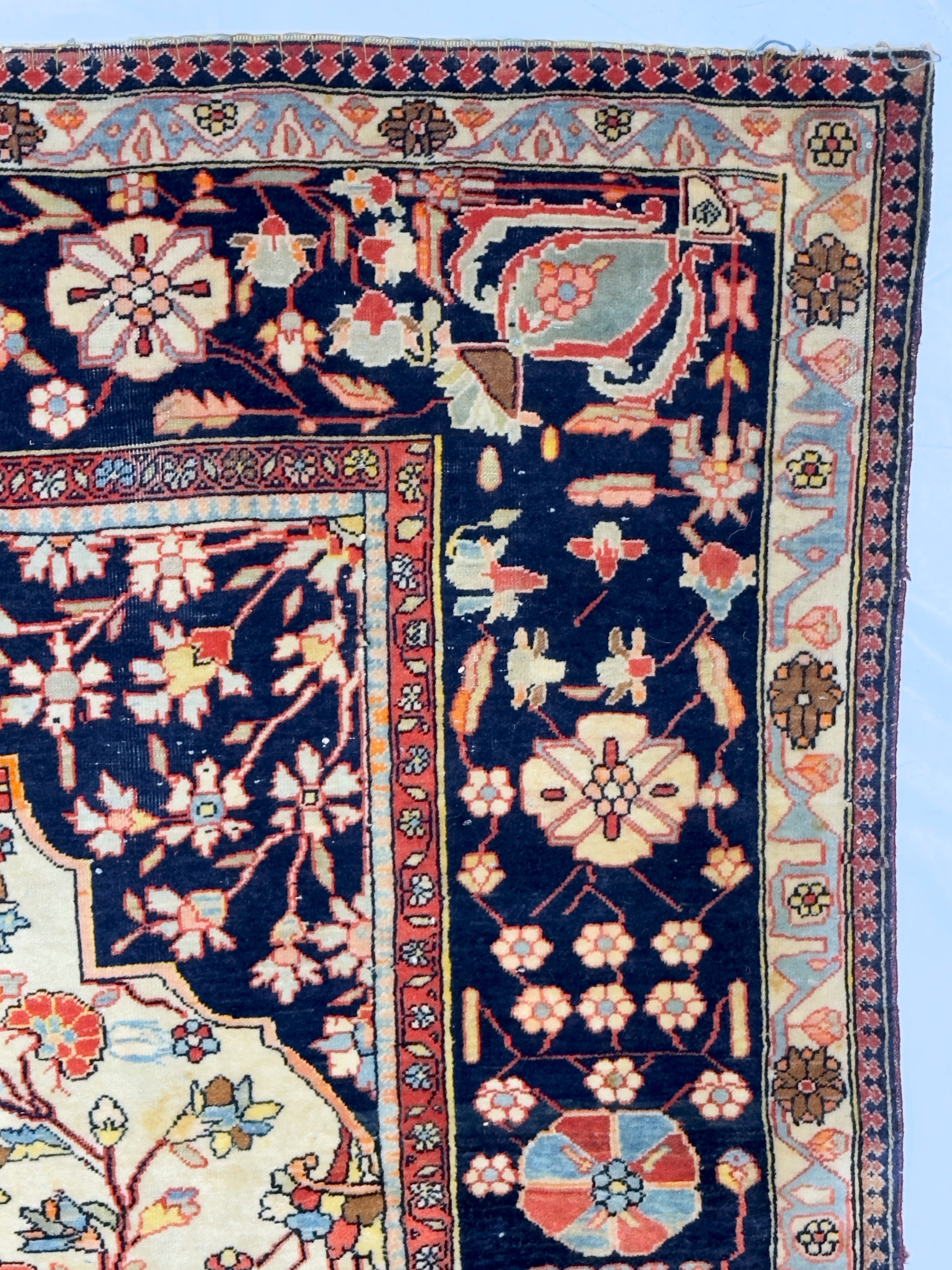 Antique Mohtasham Kashan Rug 4' 4'' x 6' 10"