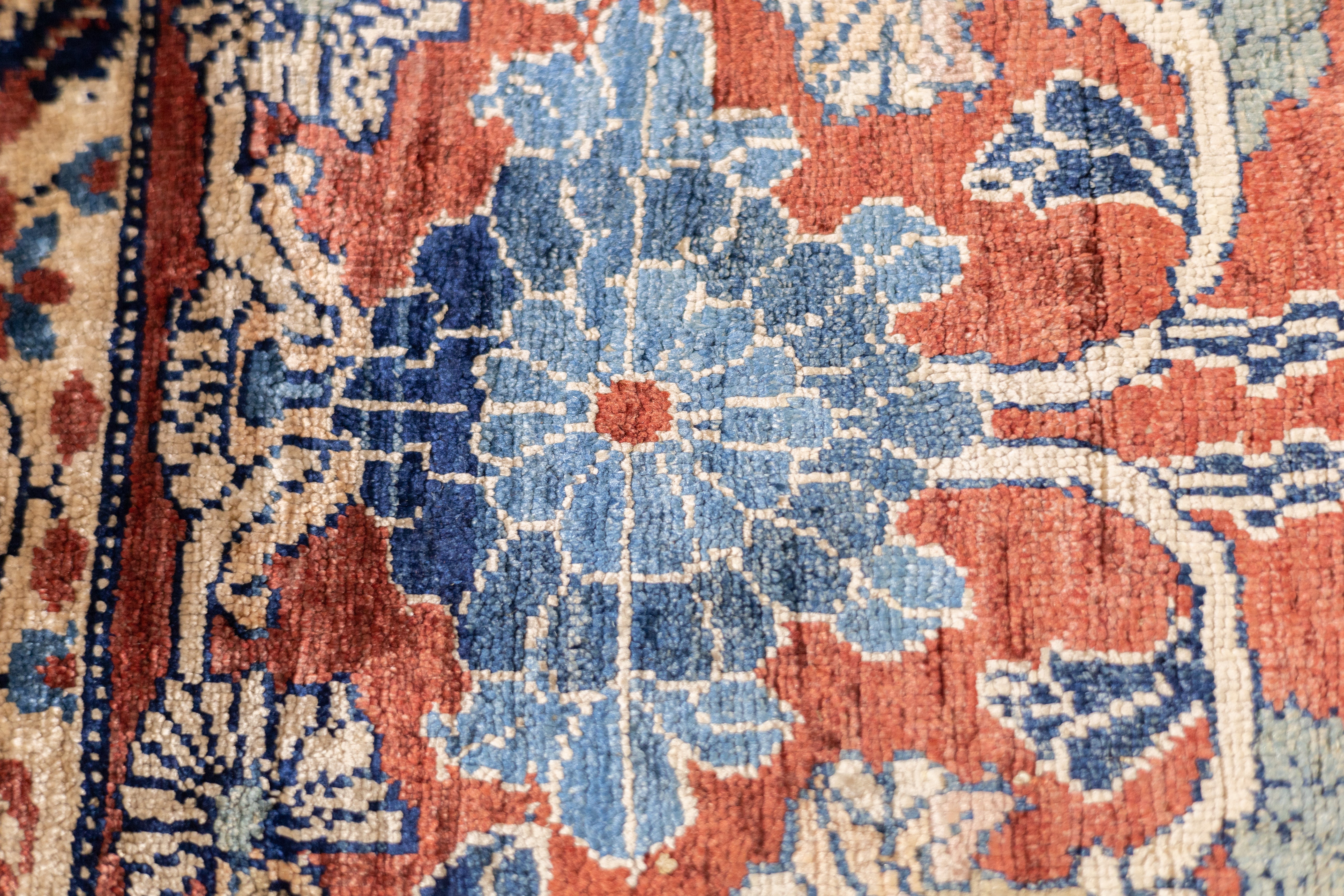 Fine and Rare Antique Silk Heriz Rug 4'6" x 5' 9"
