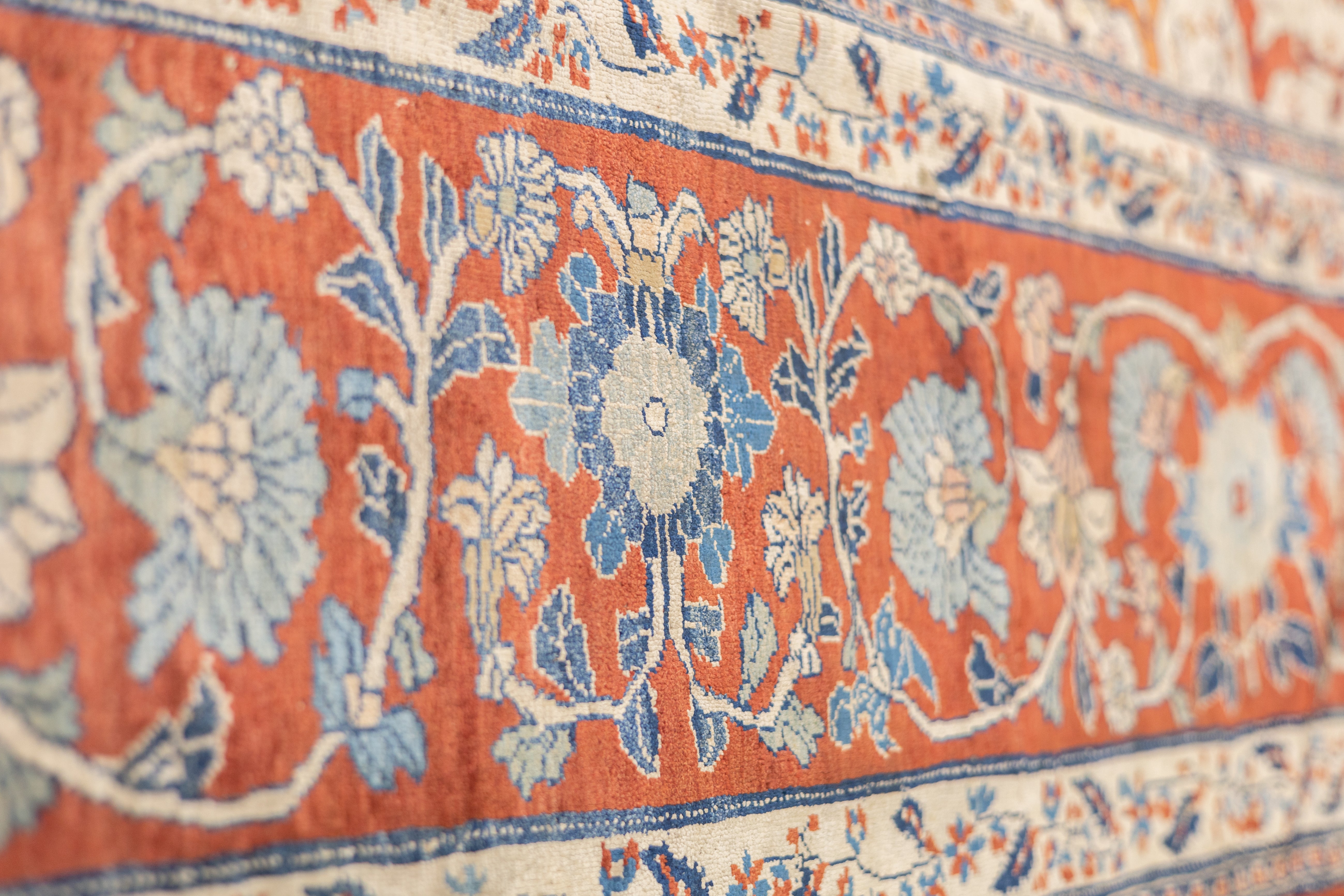 Fine and Rare Antique Silk Heriz Rug 4'6" x 5' 9"