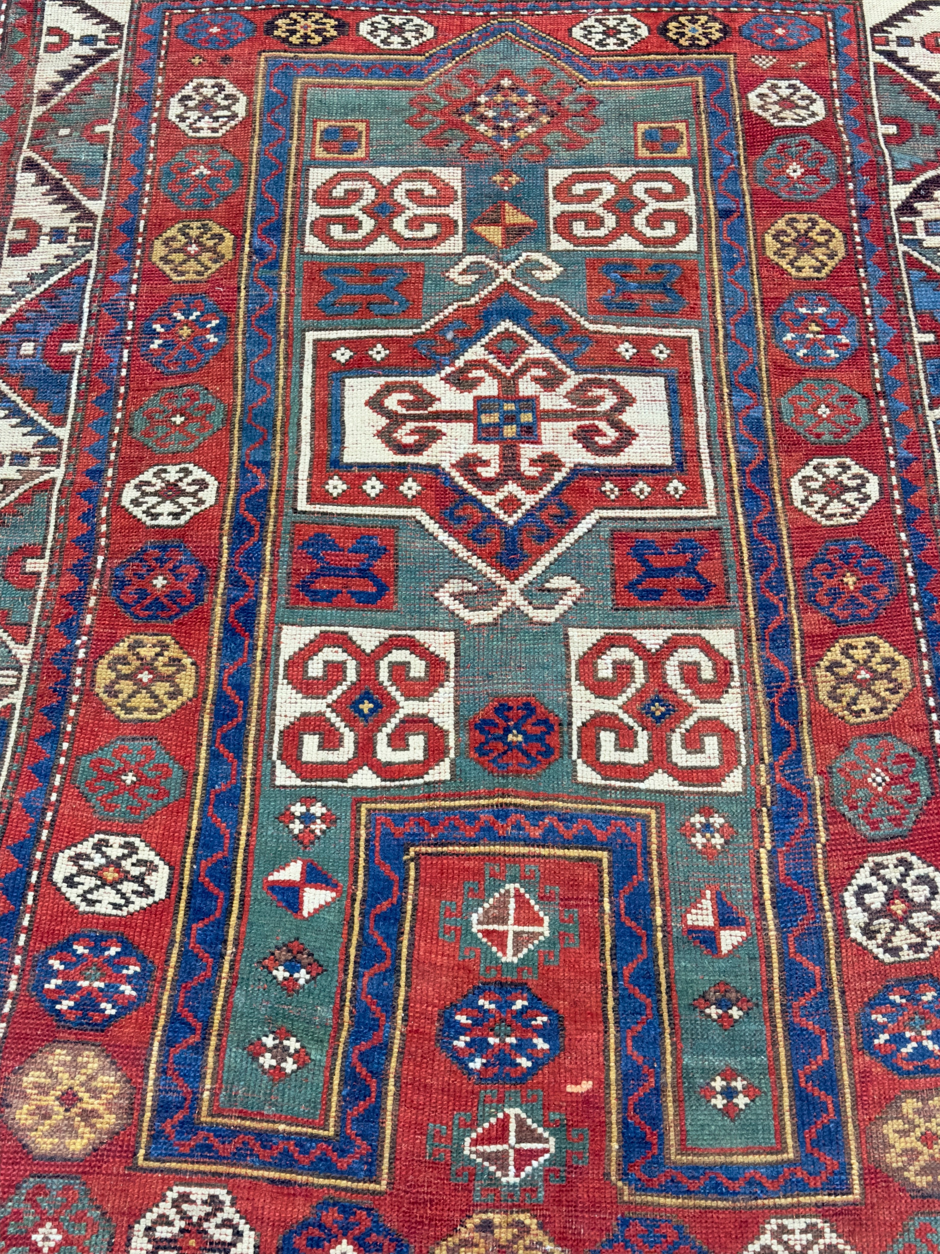 Antique Caucasian Fakhralou Kazak Rug 3'11" x 5' 11"