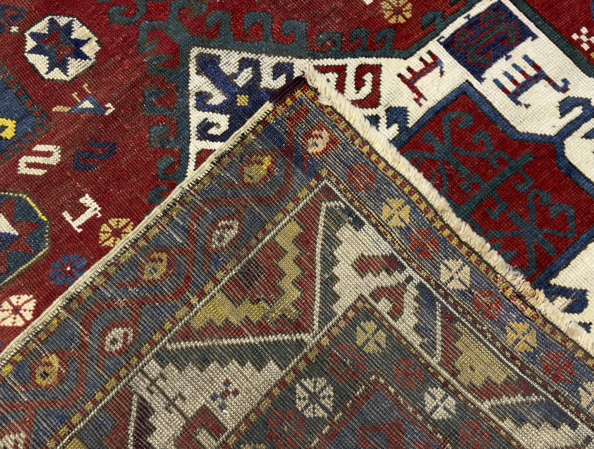 Antique Caucasian Kazak Rug 4'9" x 6' 11"