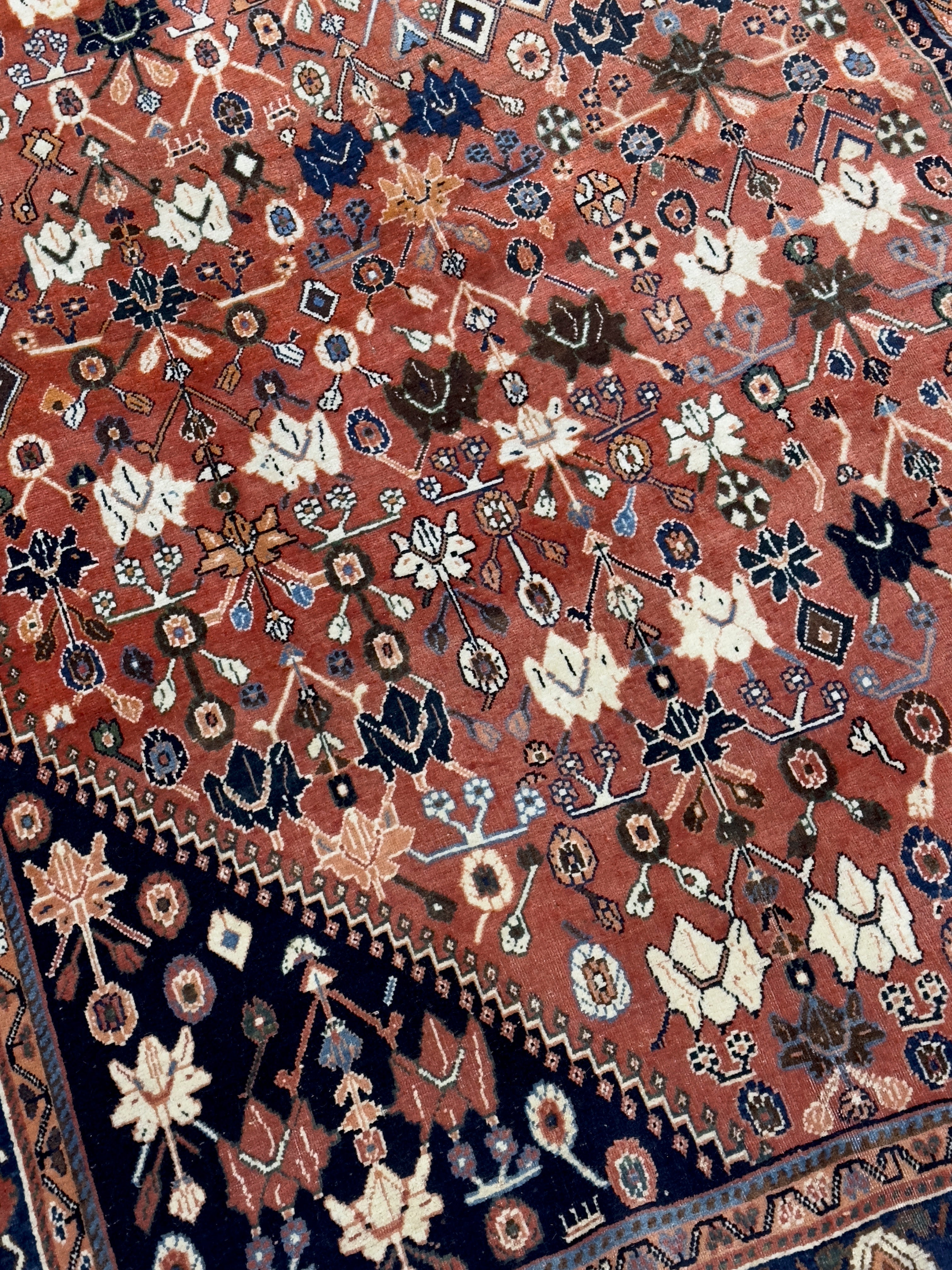 Antique Tribal Khamseh Rug 4'11" x 7' 11"