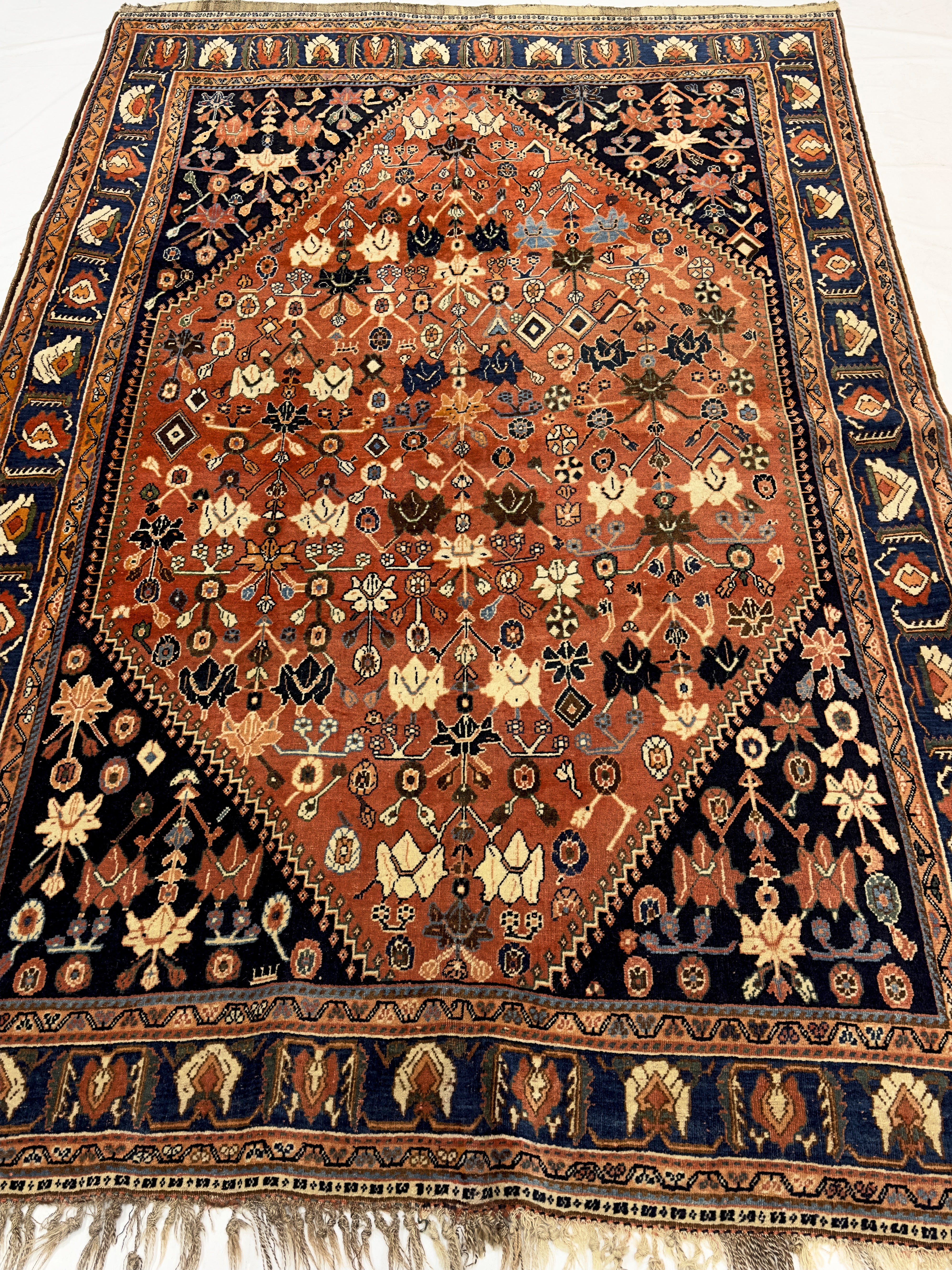 Antique Tribal Khamseh Rug 4'11" x 7' 11"