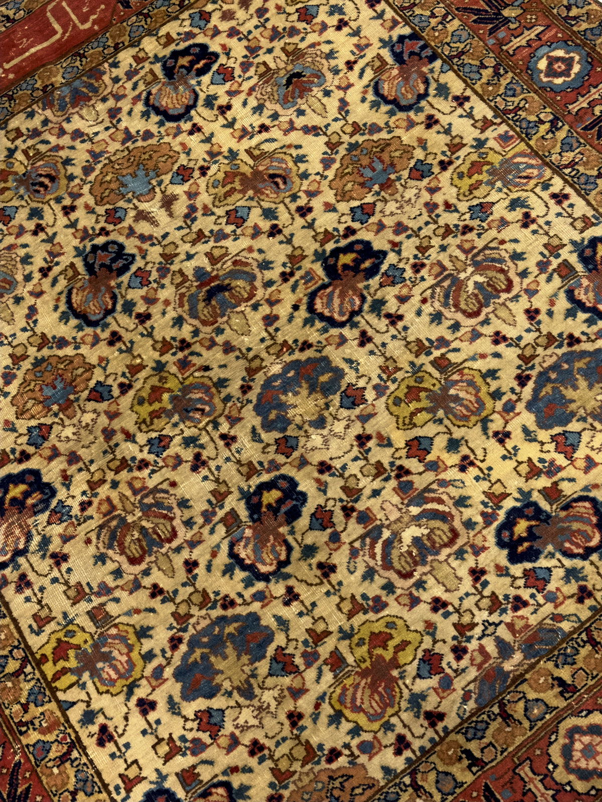 Antique Tabriz Signed Rug 4'4" x 4' 10''