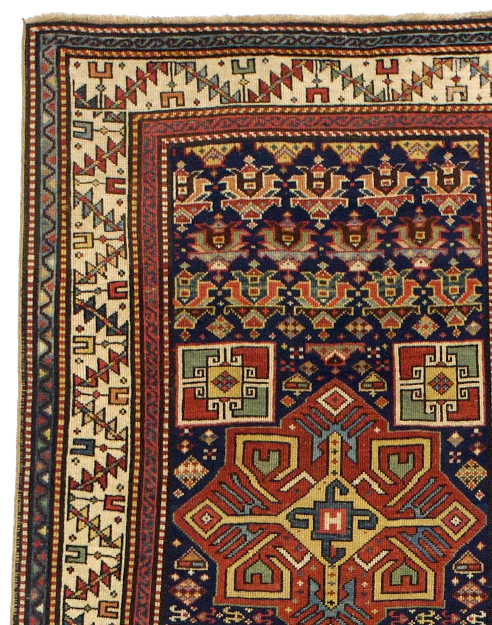 Fine Antique Caucasian Akstafa Rug 3' 7'' x 11' 6''