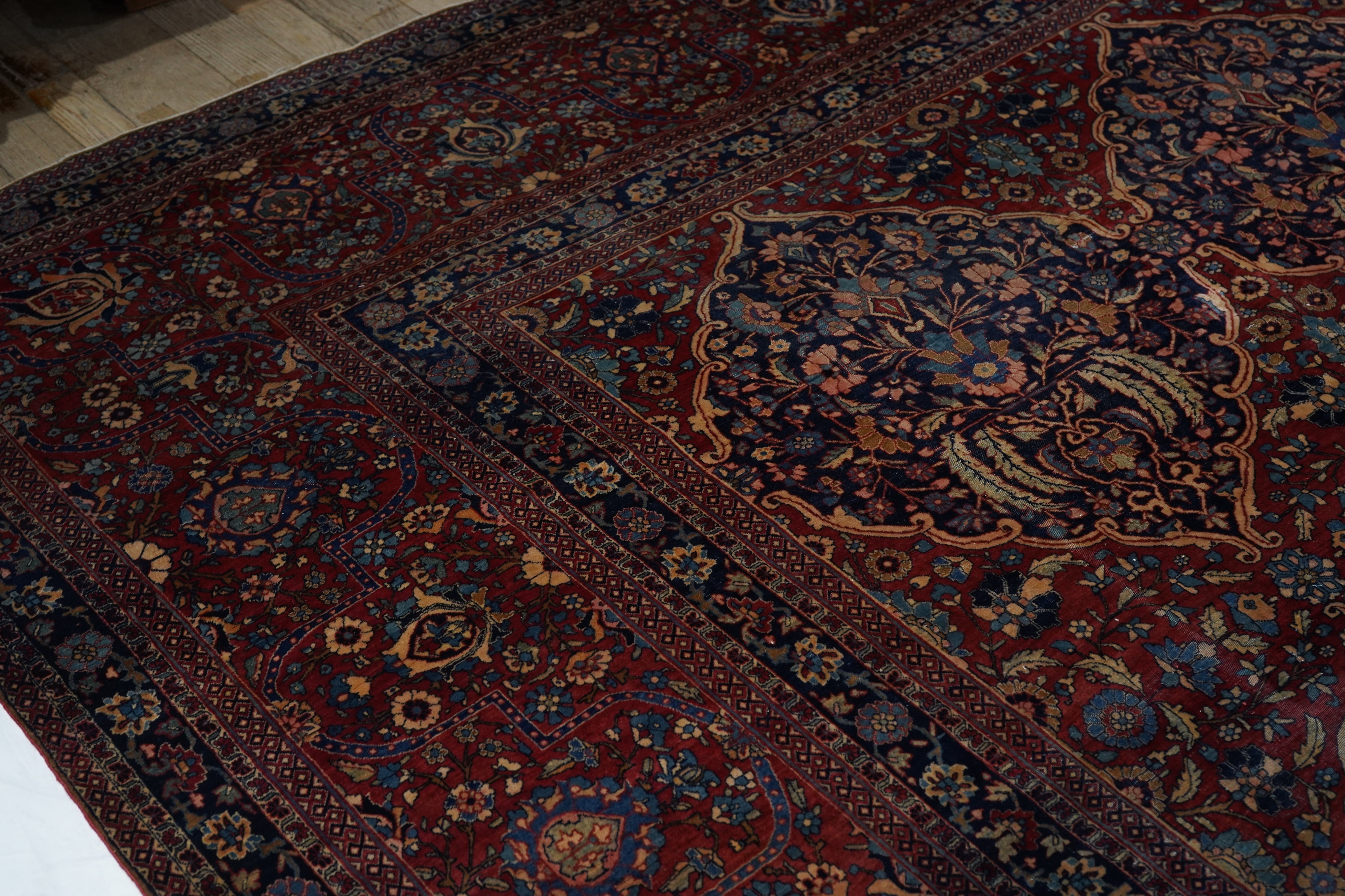 Antique Mohtasham Kashan Rug 13'3'' x 20'4''