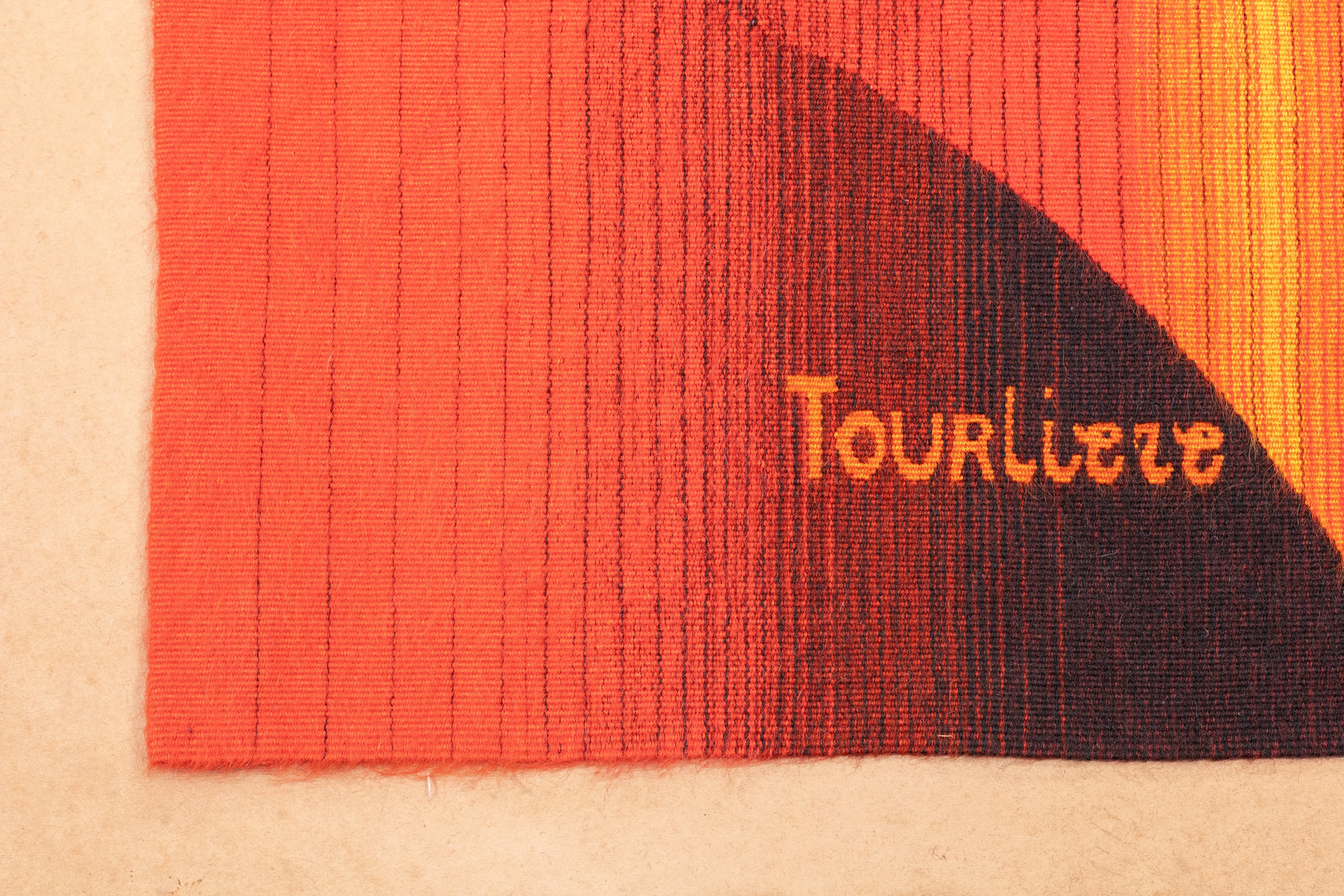 Fine mid century French designer wool tapestry 4'10" x 6'4"