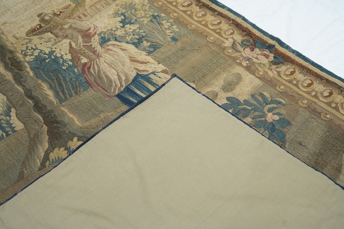 Antique Tapestry French Panel 3'8'' x 8'10''