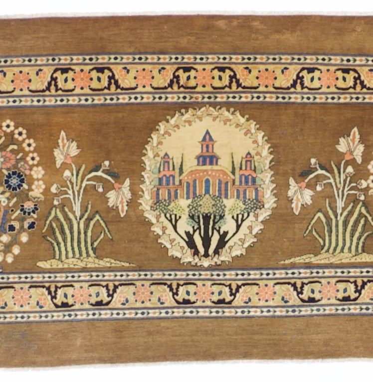 Antique Mohtasham Kashan Rug 2' 0" x 5' 9''