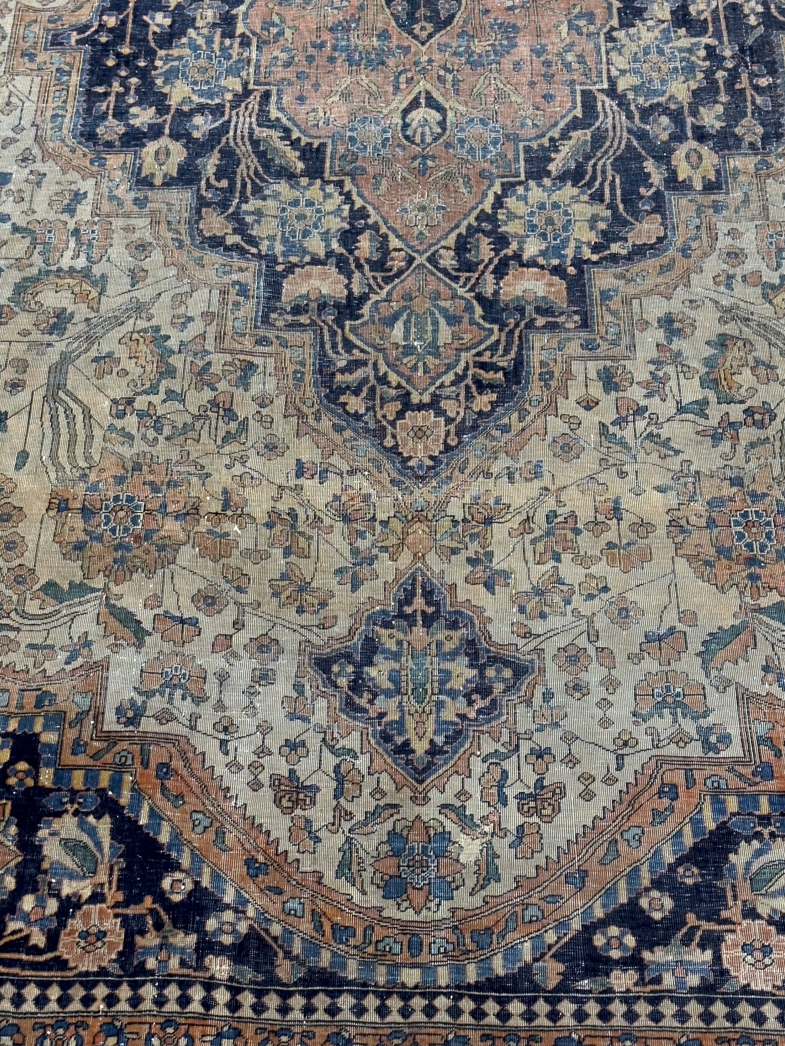 Antique Mohtasham Kashan Rug 7' 2'' x 9' 11''