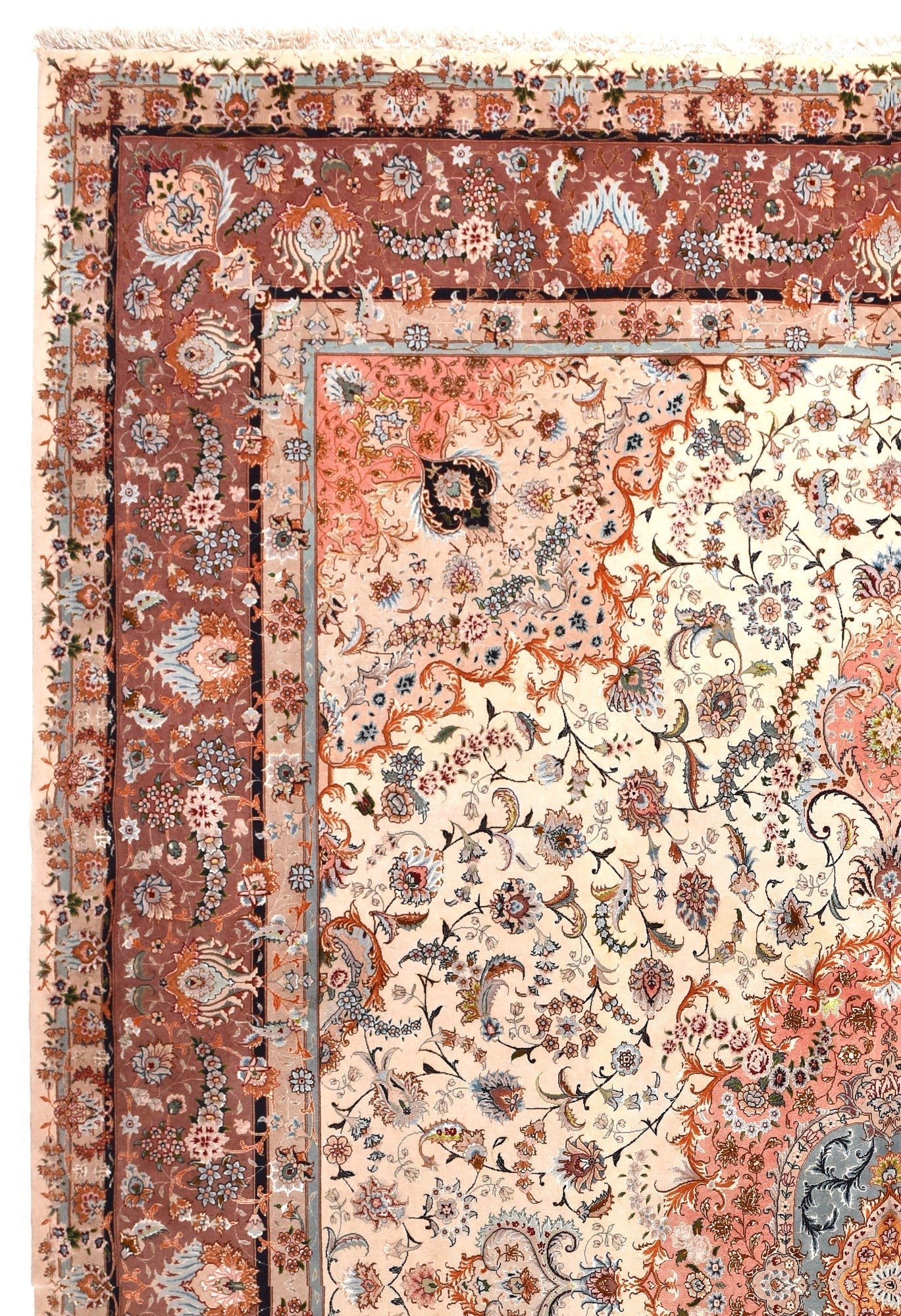 Extremely Fine Wool & Silk Tabriz Rug 9'9'' x 13'0"
