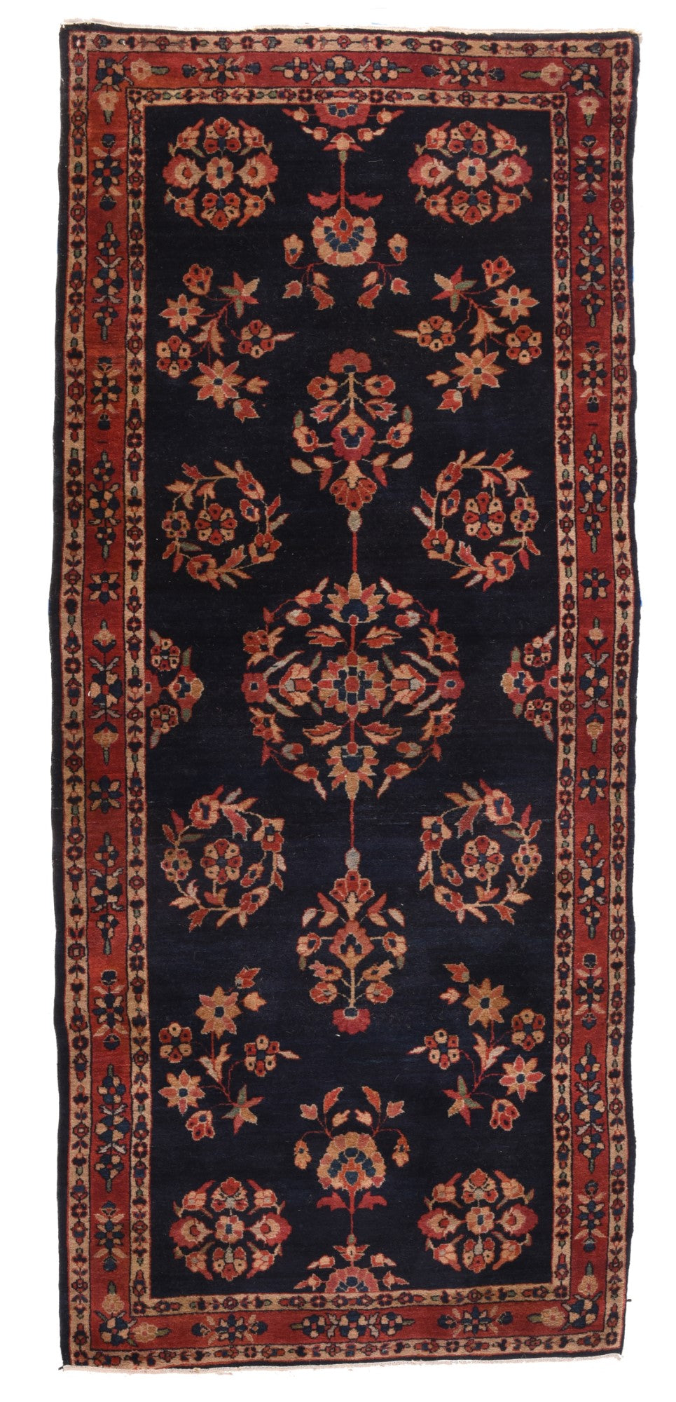 Antique Navy Mohajeran Sarouk Rug 2'9'' x 6'8''
