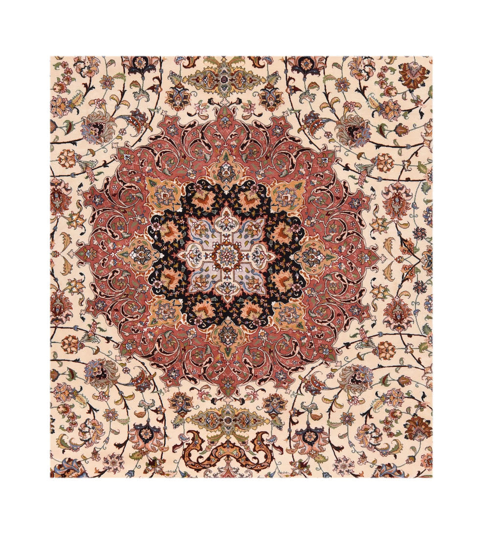 Extremely Fine Tabriz Woven by the Artist Master Weaver wool & silk Rug 9'10'' x 12'10"