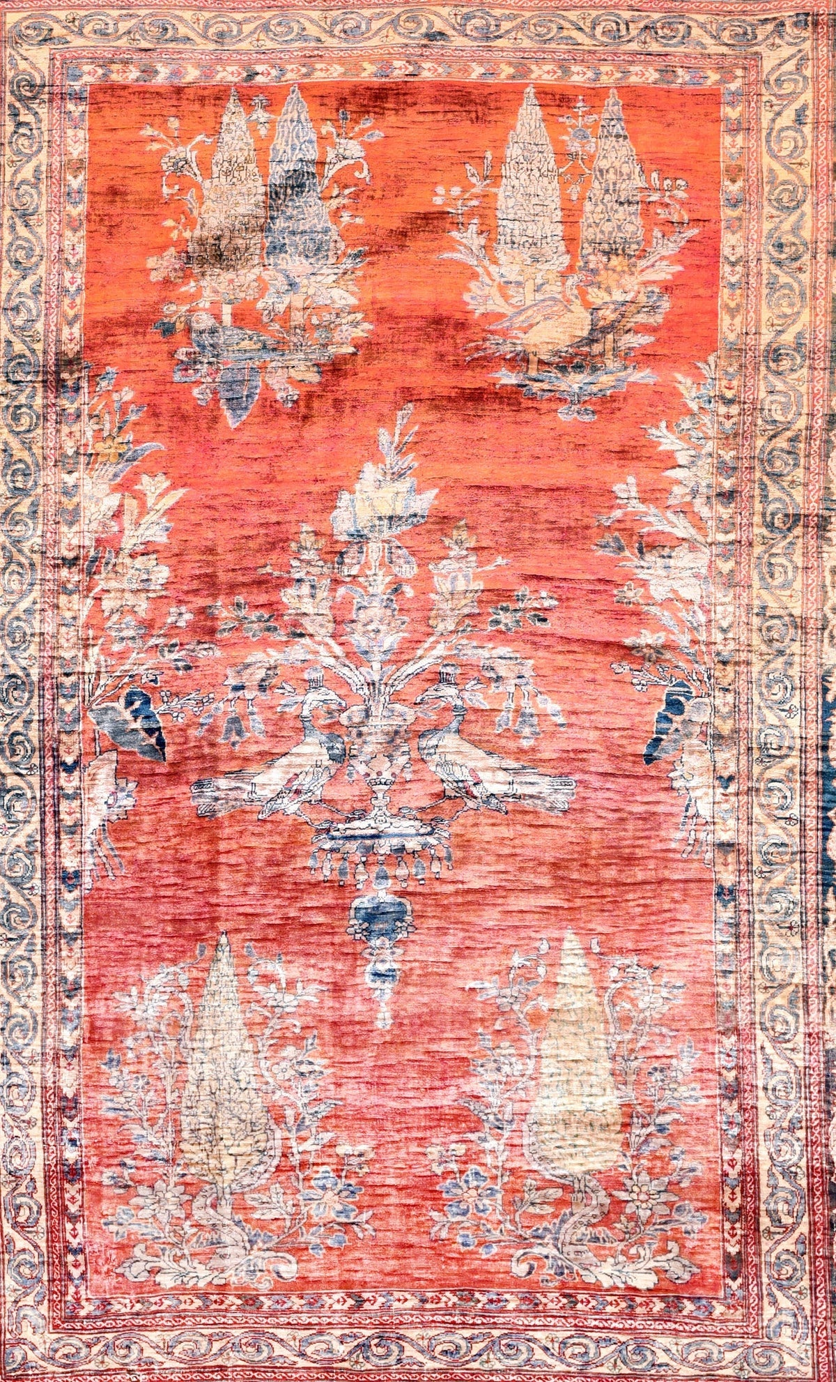 Antique Silk Heriz Rug 4'6'' x 6'4''