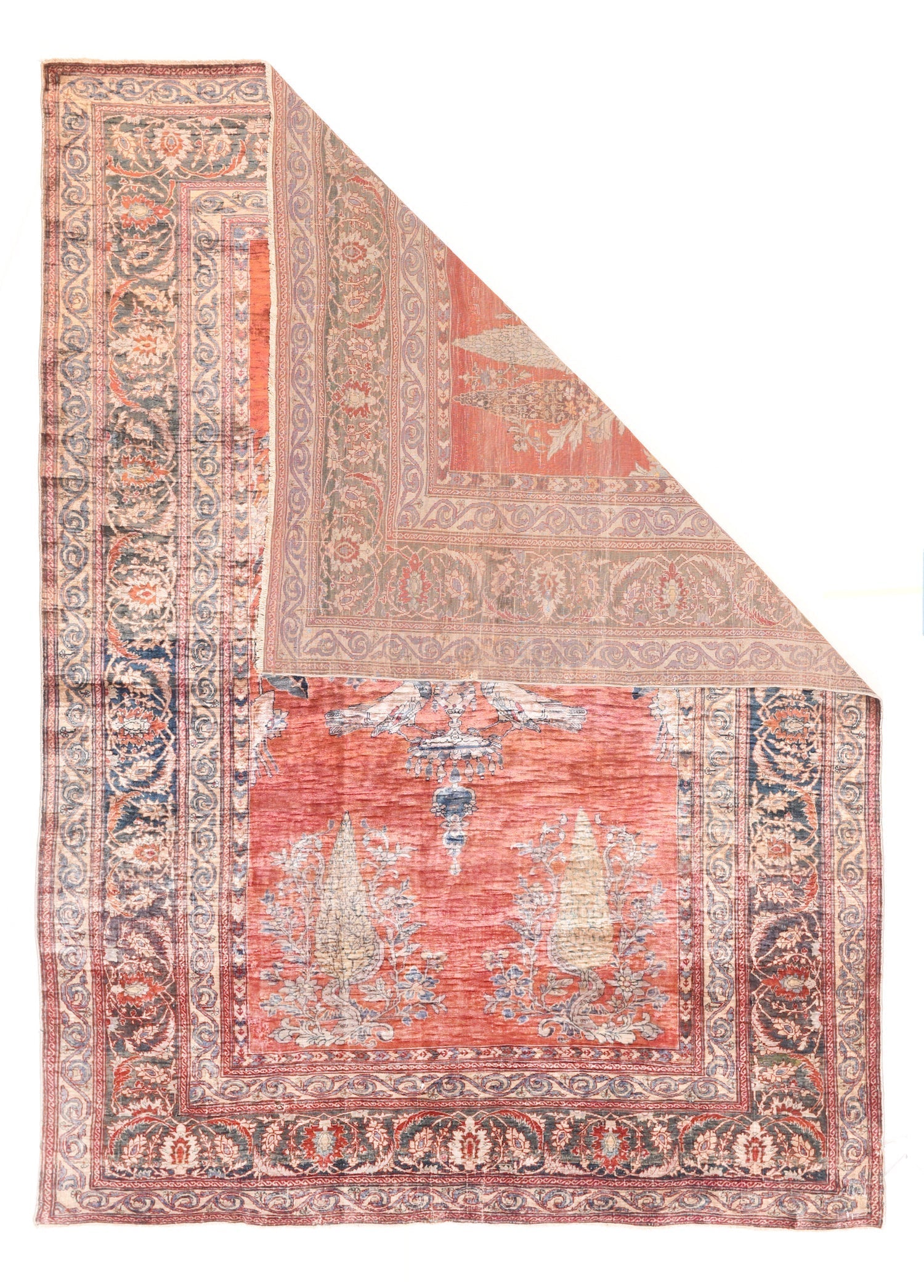 Antique Silk Heriz Rug 4'6'' x 6'4''