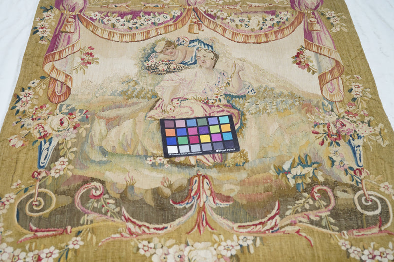 Antique French Aubusson Tapestry 2'7'' x 2'9''
