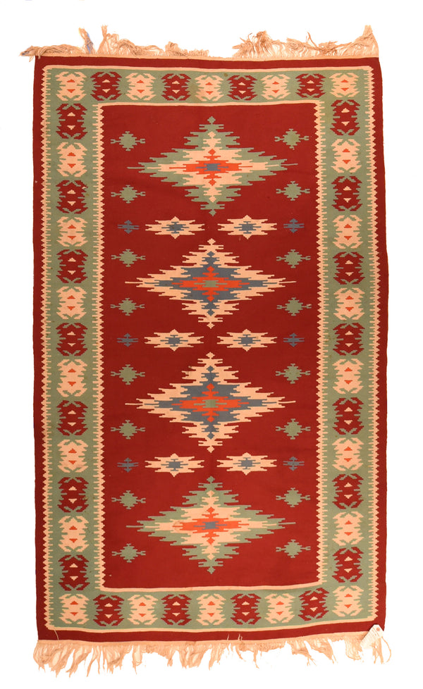 Turkish Kelim Wool on Cotton 4'x6'9''