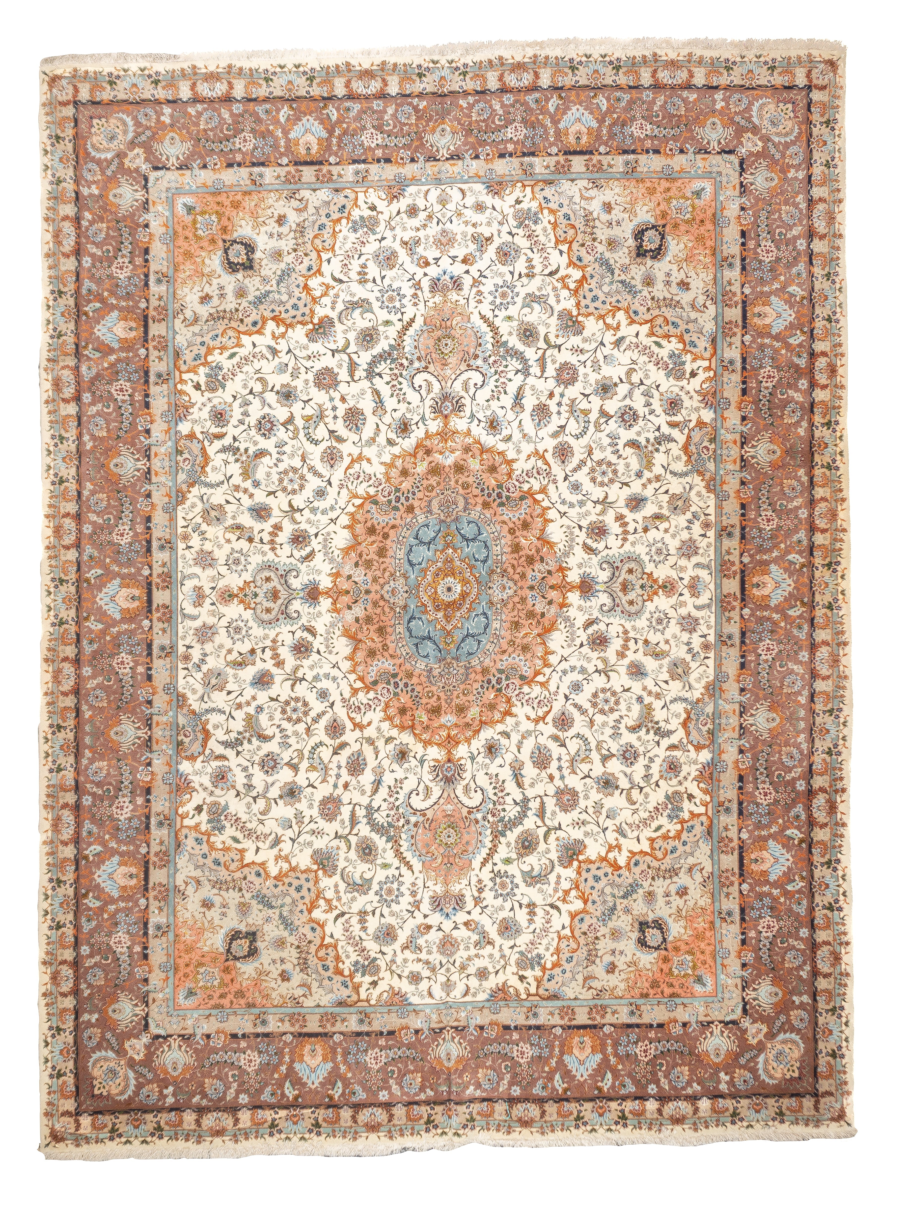 Extremely Fine  Wool & Silk Tabriz Rug 9'9'' x 13'0"