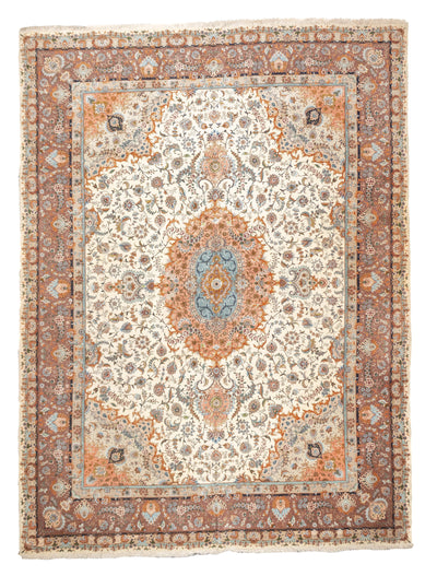 Extremely Fine  Wool & Silk Tabriz Rug 9'9'' x 13'0