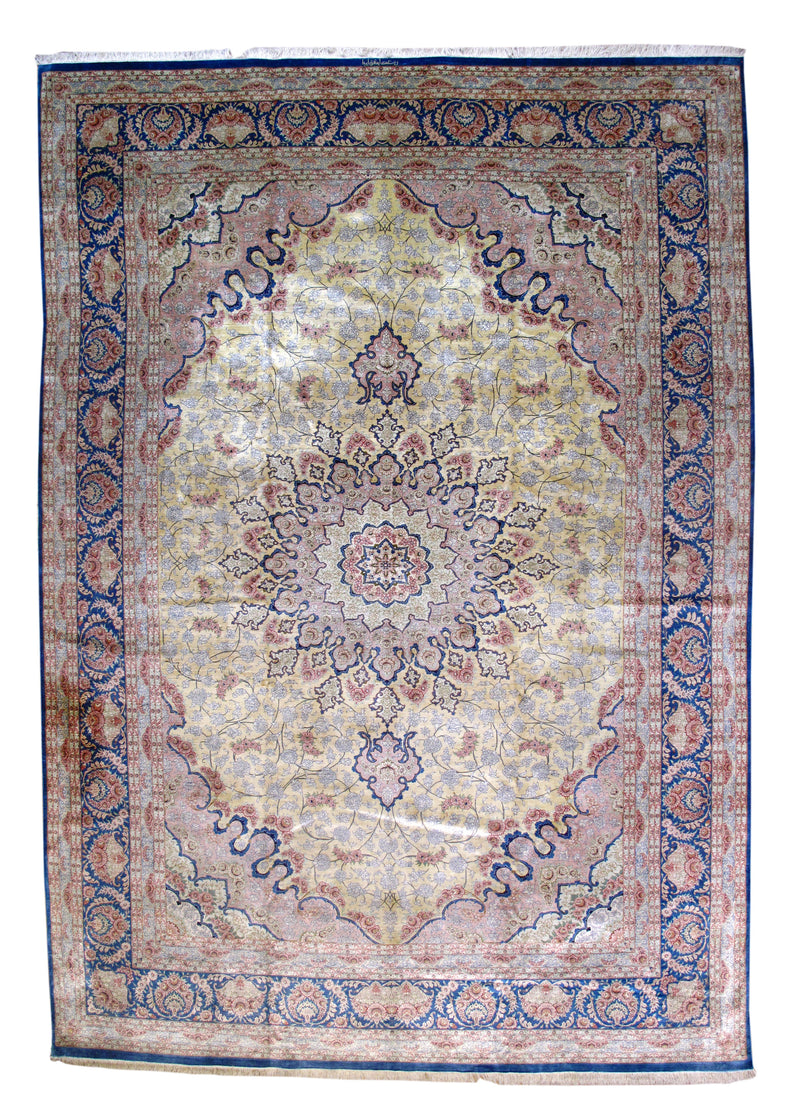 Fine  Vintage Silk Qum Rug 7'8'' x 11'4''