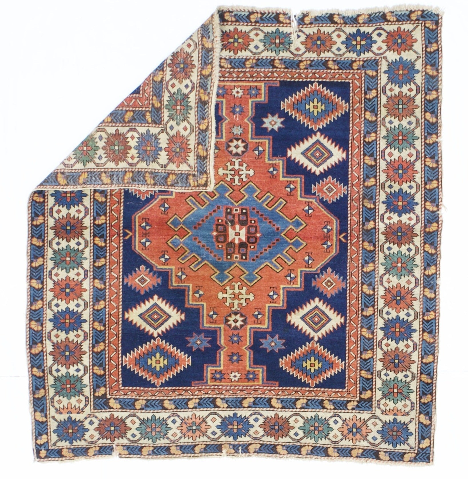 Antique Caucasian Shirvan Kuba Rug 4' 3" x 4' 7''
