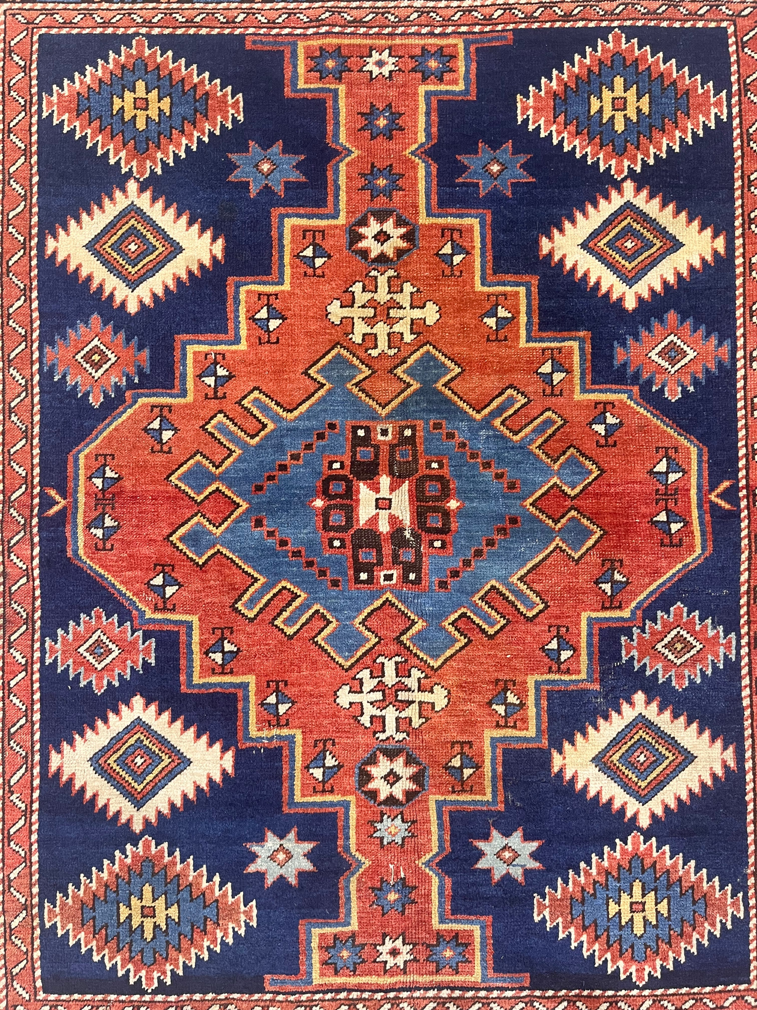 Antique Caucasian Shirvan Kuba Rug 4' 3" x 4' 7''