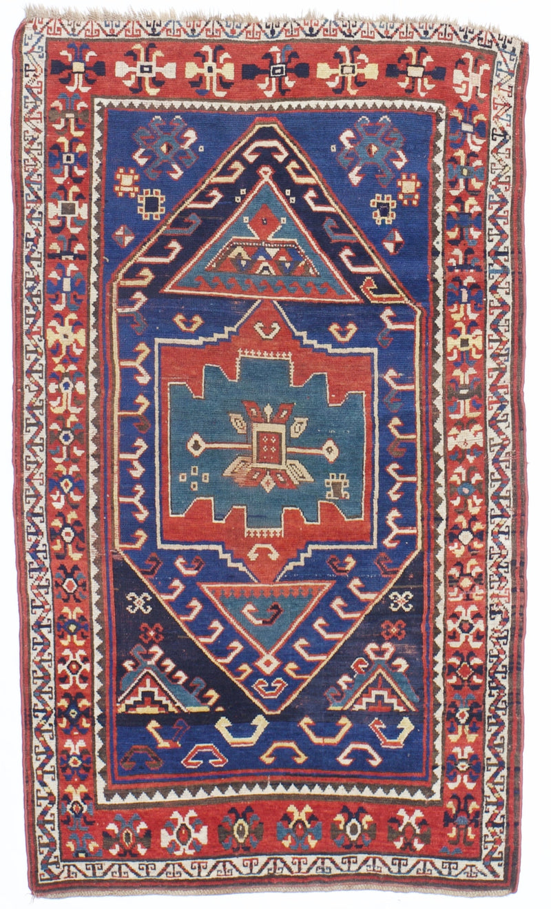 Fine Antique Caucasian Kazak Rug 3'10