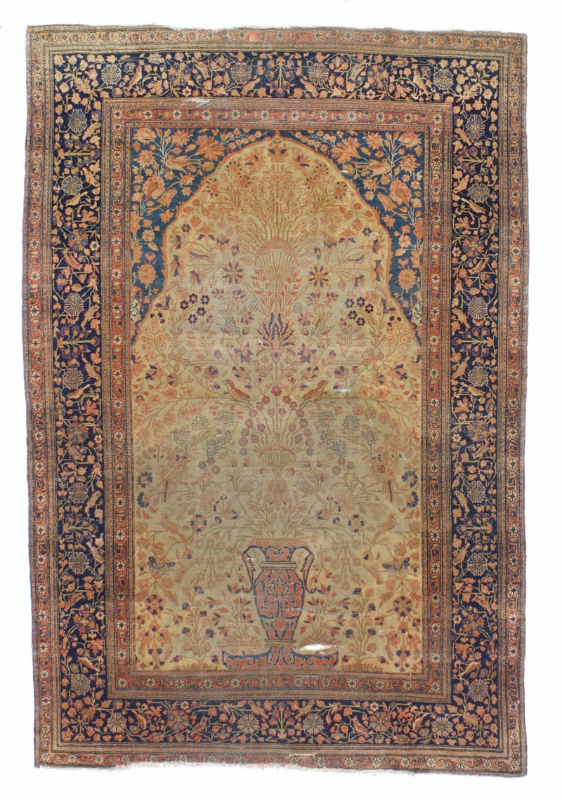 Antique Mohtasham Kashan Rug 4'4